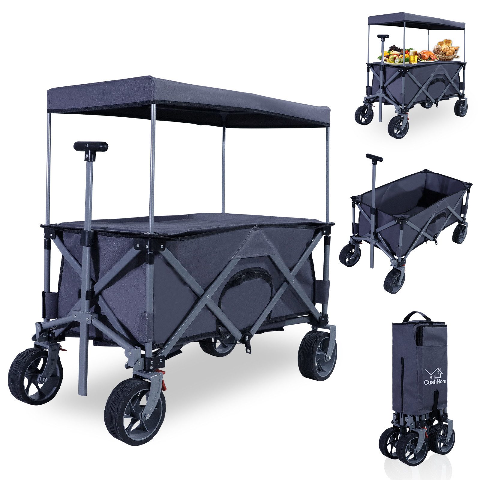 Bollerwagen Bollerwagen Faltbar mit Dach Tischplatte Handwagen bis 80kg Belastbar