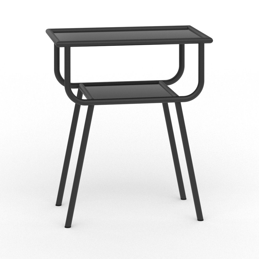 Siblo Nachttisch Ein moderner Nachttisch Teco mit Regal - bunter Nachttisch - Tischplatte aus Plexiglas - Jugendzimmer - modernes Schlafzimmer Schwarz Matt