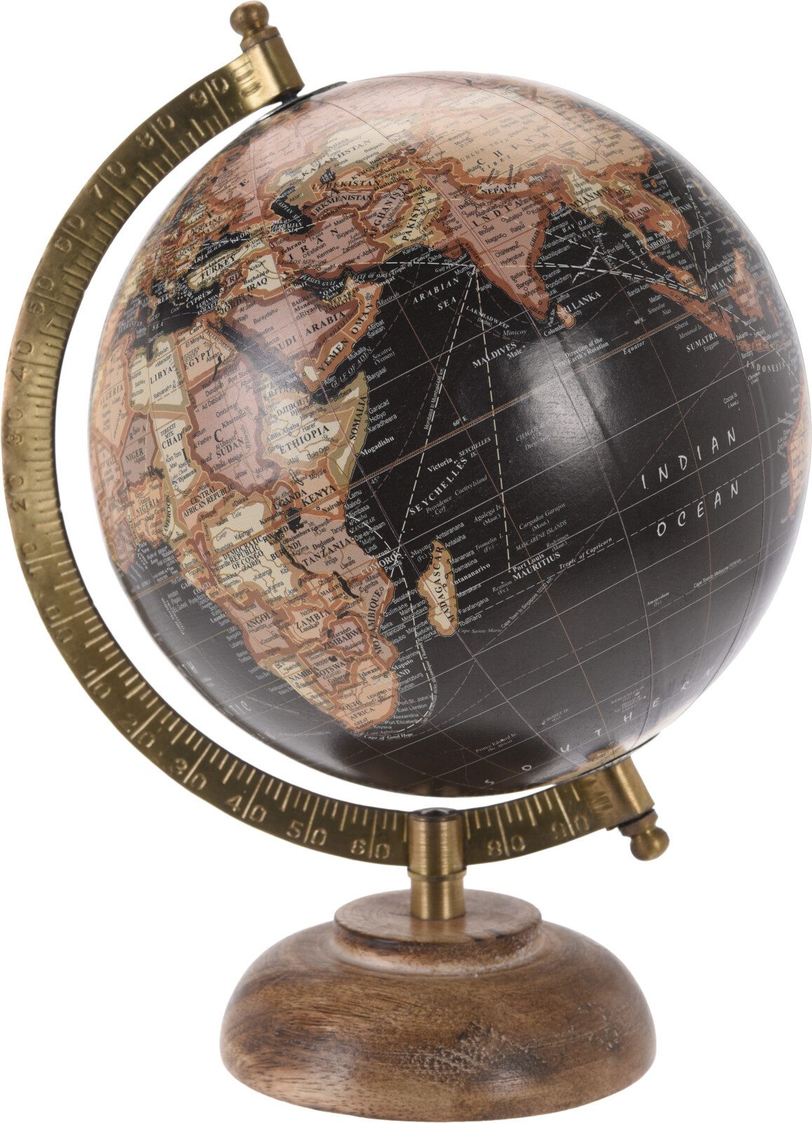 Koopman Globus Schwarz, (1-tlg), Dekorativ, Erdball, 1:68.000.000 Maßstab, Dekoglobus, Antik
