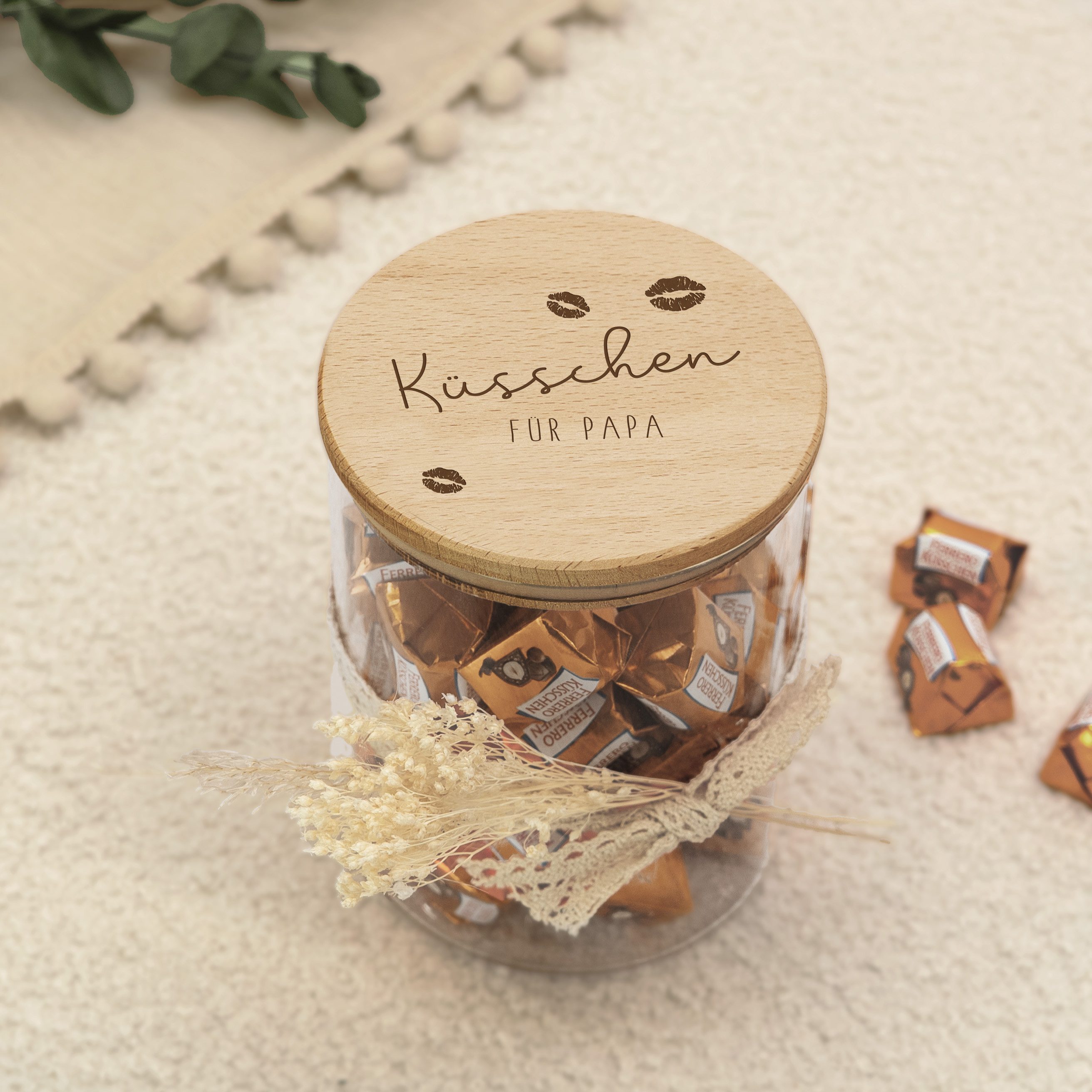 hellomini Geschenkbox Vorratsglas Gravur Küsschen für günstig online kaufen