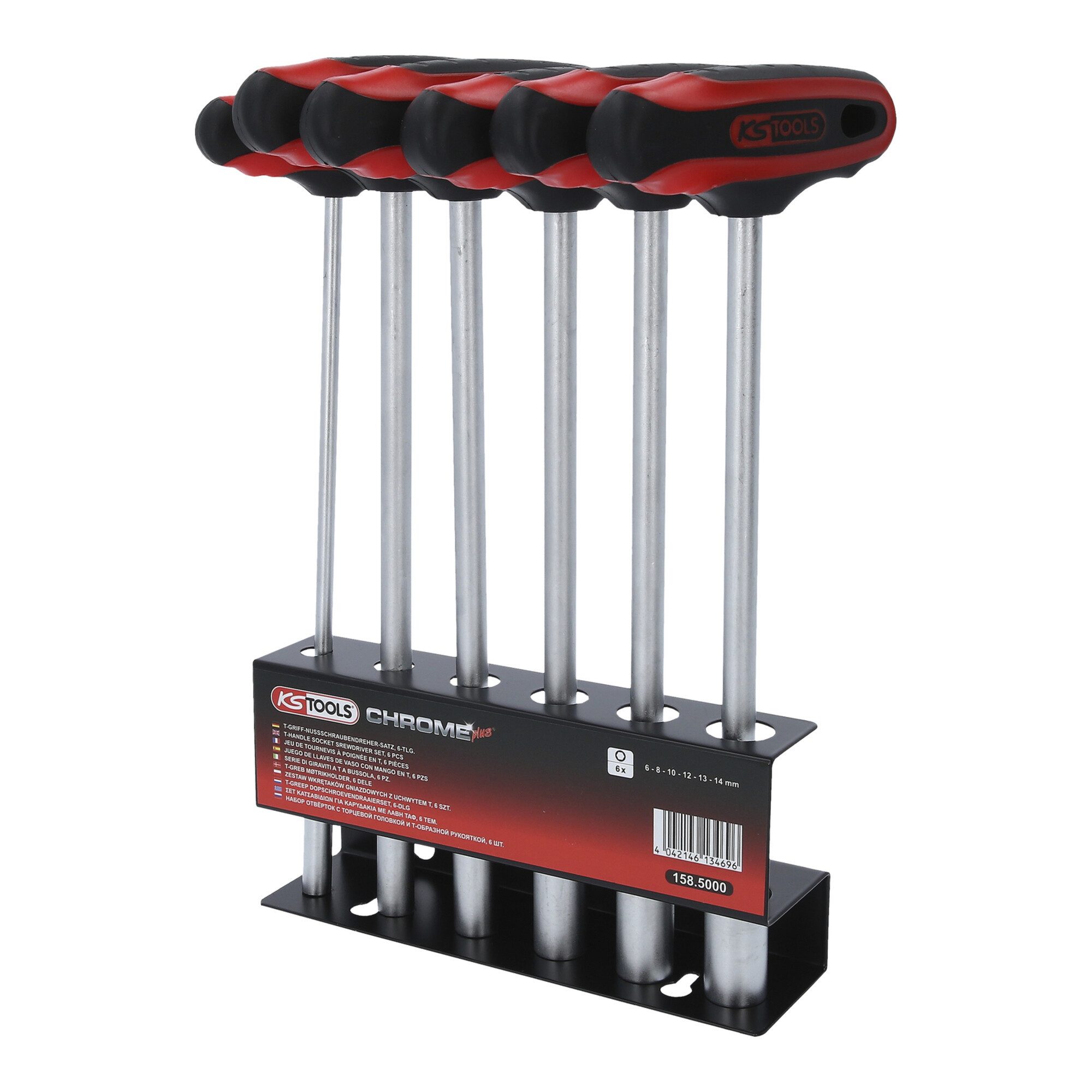 KS Tools Schraubendreher KS Tools CHROMEplus T-Griff-Nussschraubendreher-Satz, 6-teilig, 6-14mm