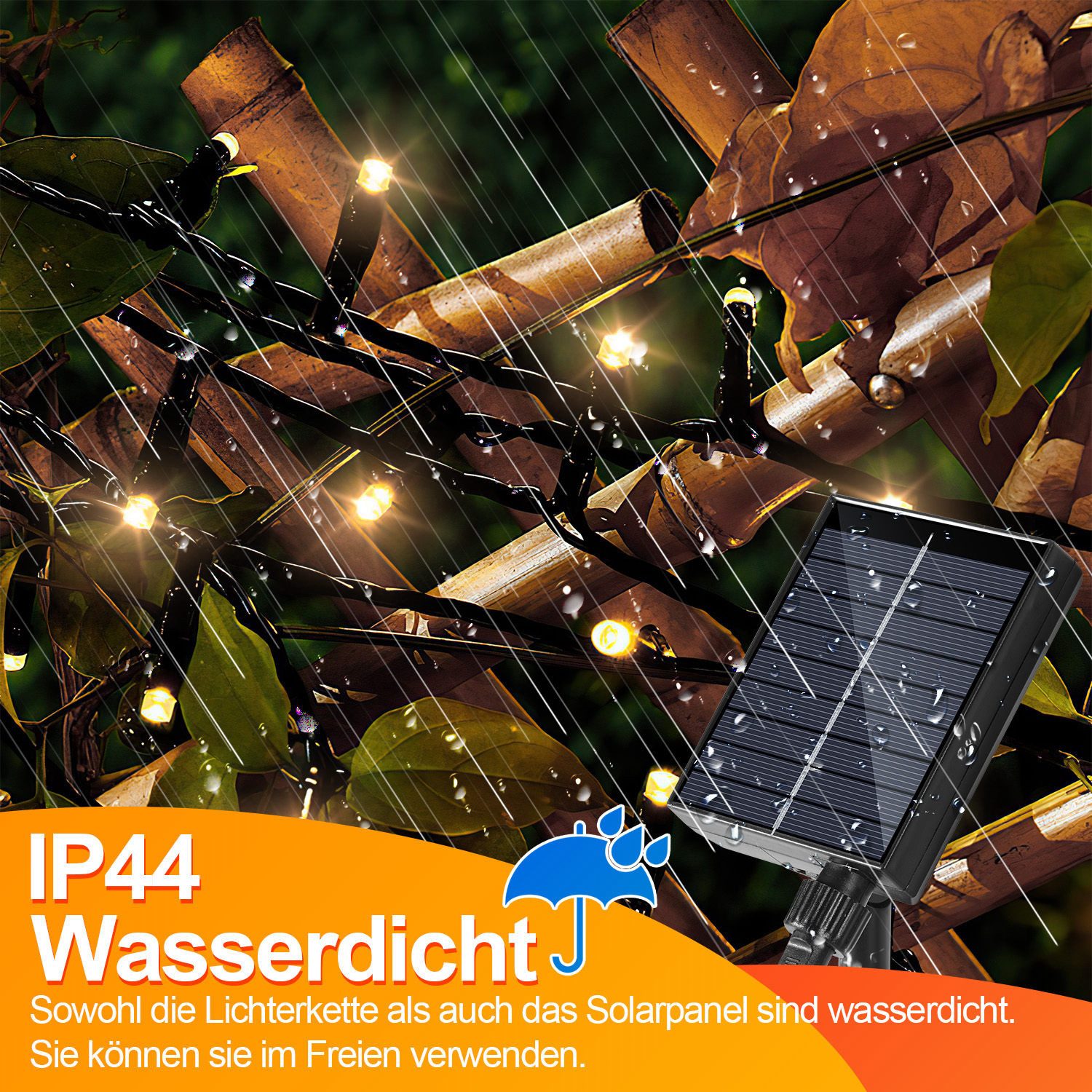 Clanmacy LED-Lichterkette 30M 300 LED Solar Lichterkette Solarleuchte Außen Garten Warmweiß, Wasserdicht
