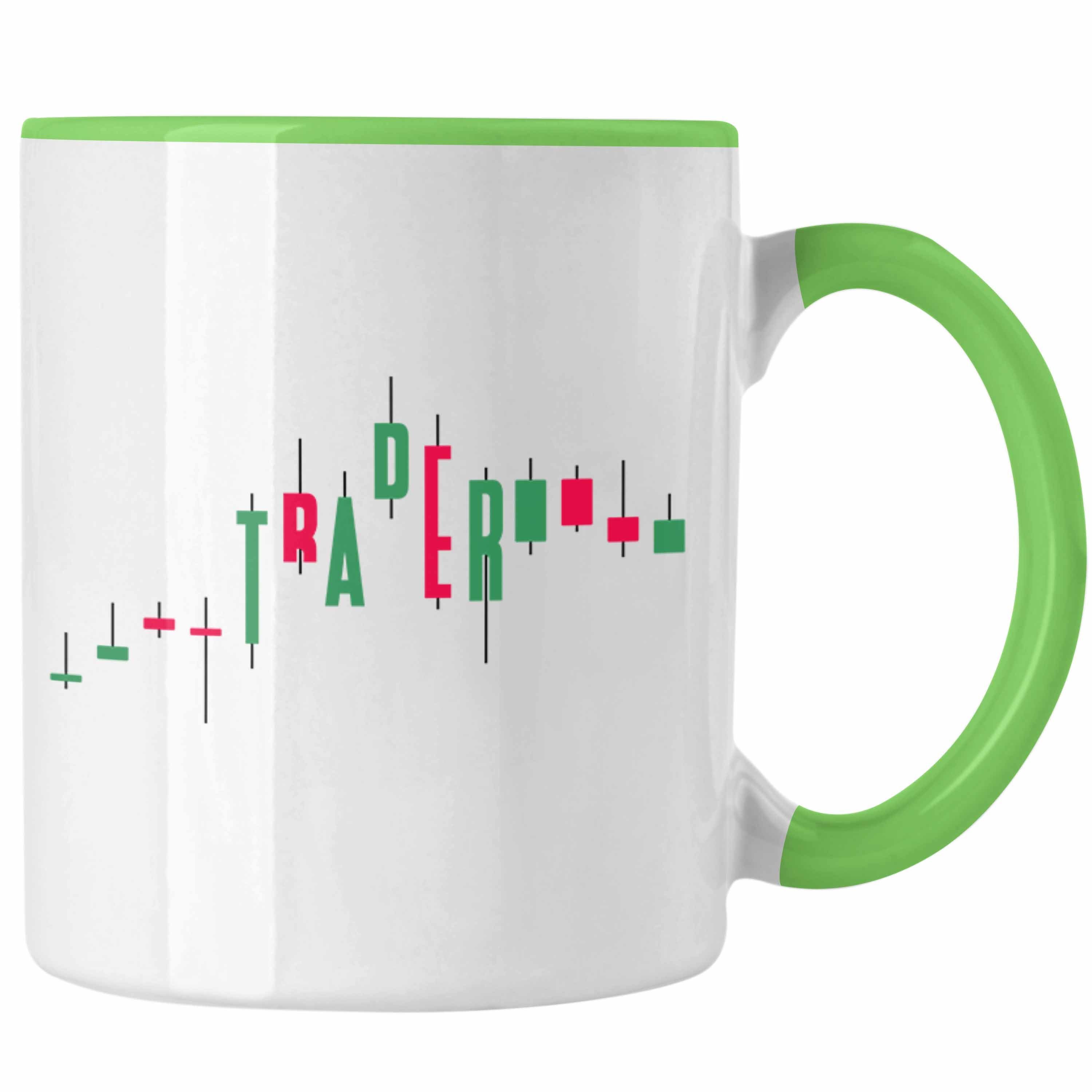 Trendation Tasse Aktien "Trader" Geschenk Grün Börse für Aktien Tasse Investment Lustiges