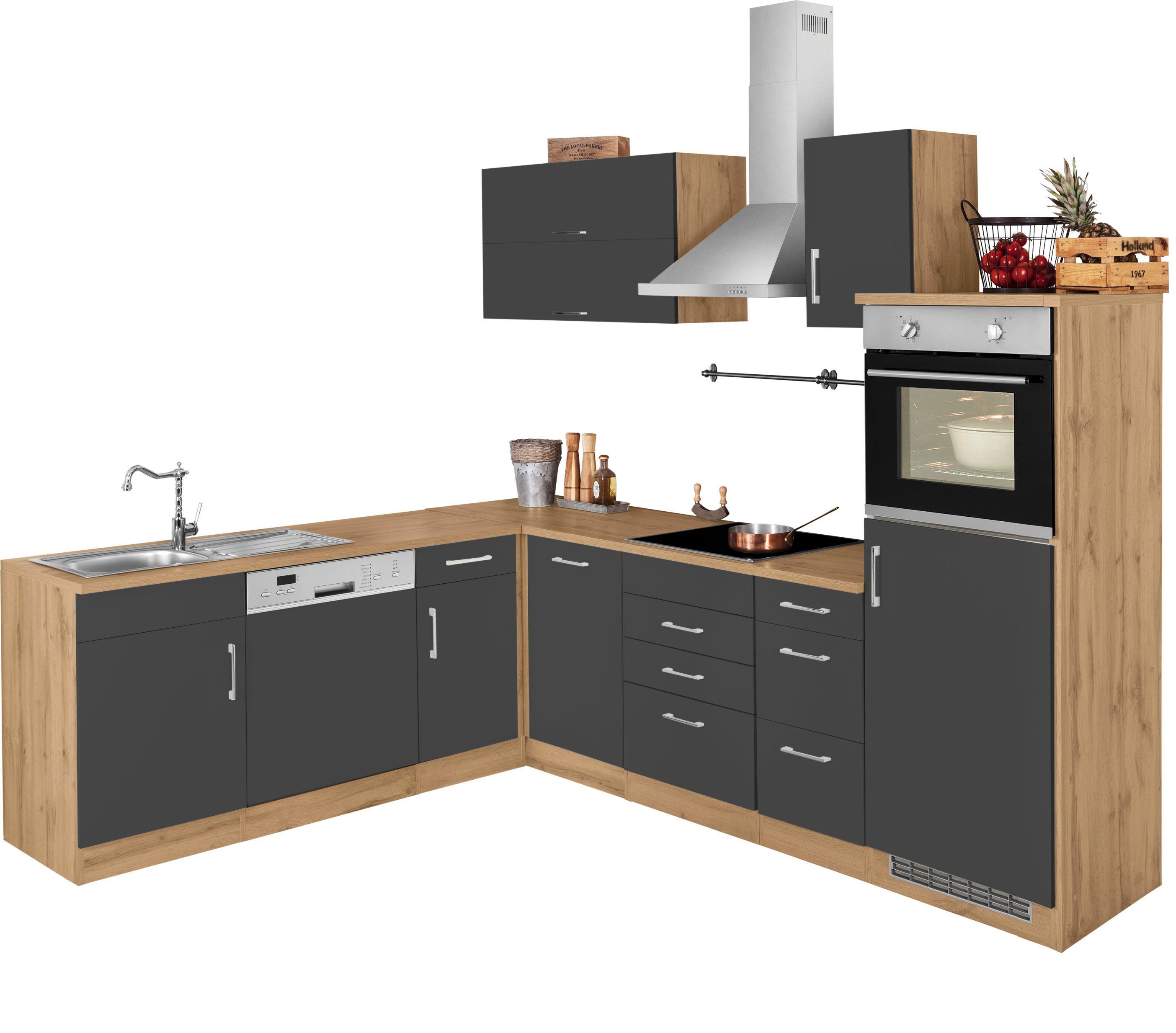 KOCHSTATION Winkelküche KS-Colmar, ohne E-Geräte, Stellbreite 210/270 cm