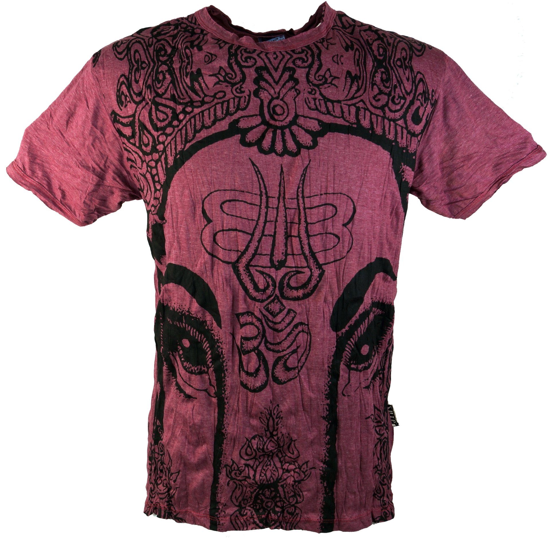 Guru-Shop T-Shirt Sure T-Shirt Ganesh - bordeaux Goa Style, Festival, alternative Bekleidung