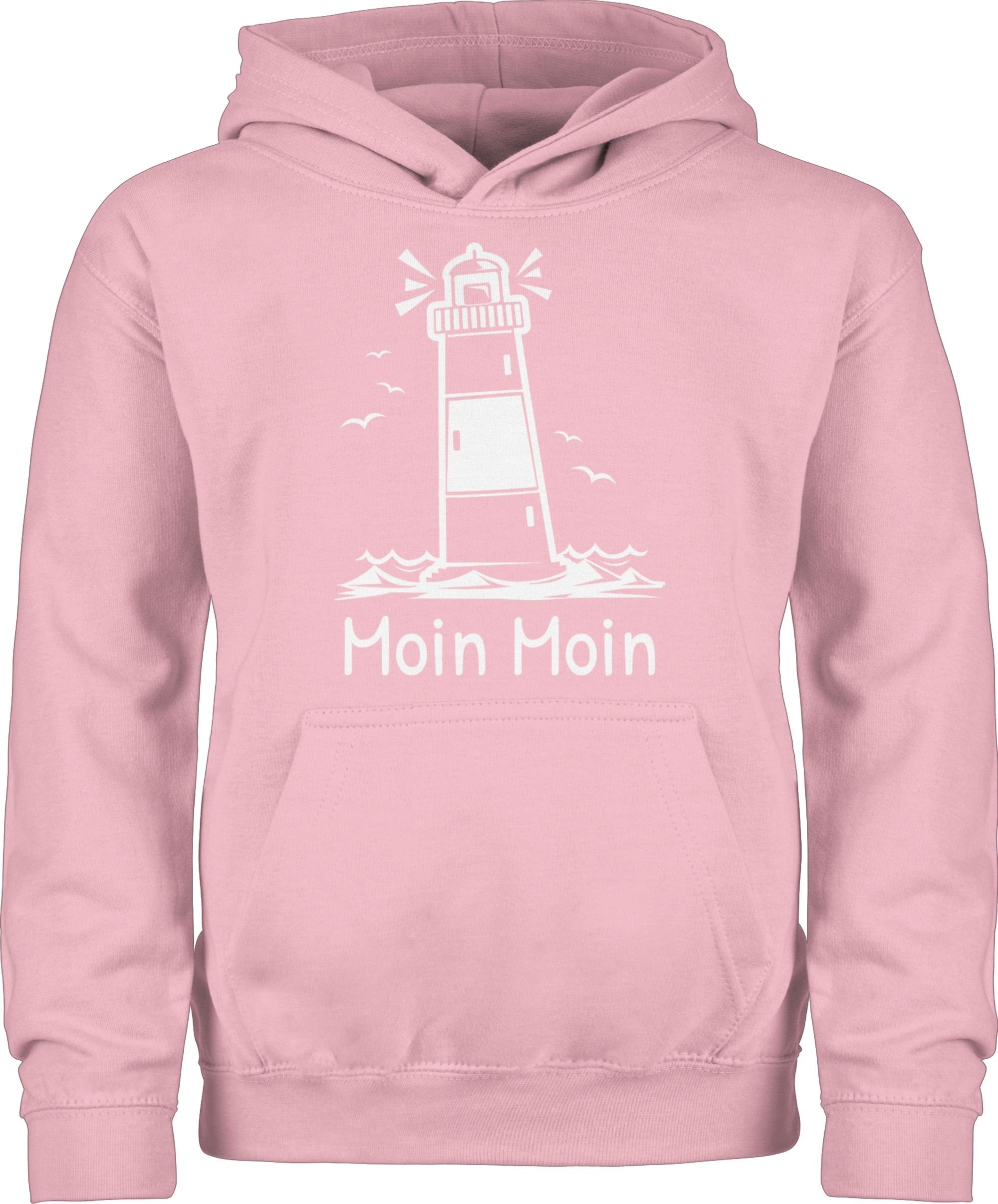 Shirtracer Hoodie Moin Moin - Leuchtturm Statement Sprüche Kinder 1 Hellrosa | Sweatshirts