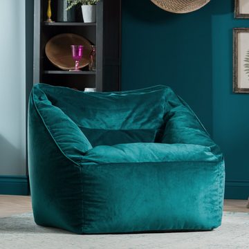 icon Sitzsack Riesen Sitzsack Sessel aus Plüschsamt „Natalia“ mit Sitzpouf