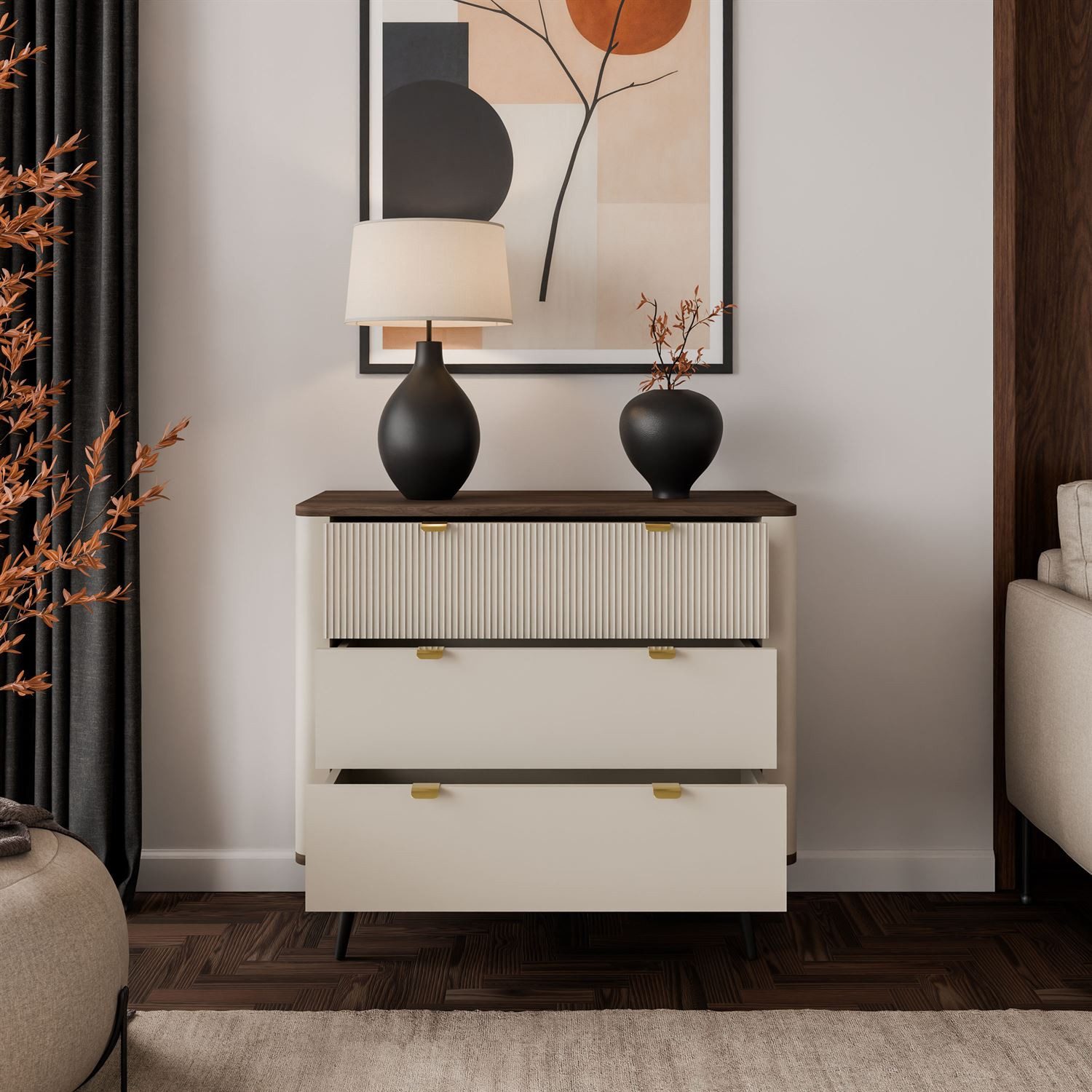 Lookway Kommode für das Wohnzimmer AUTUMN 3S auf hohen Beinen