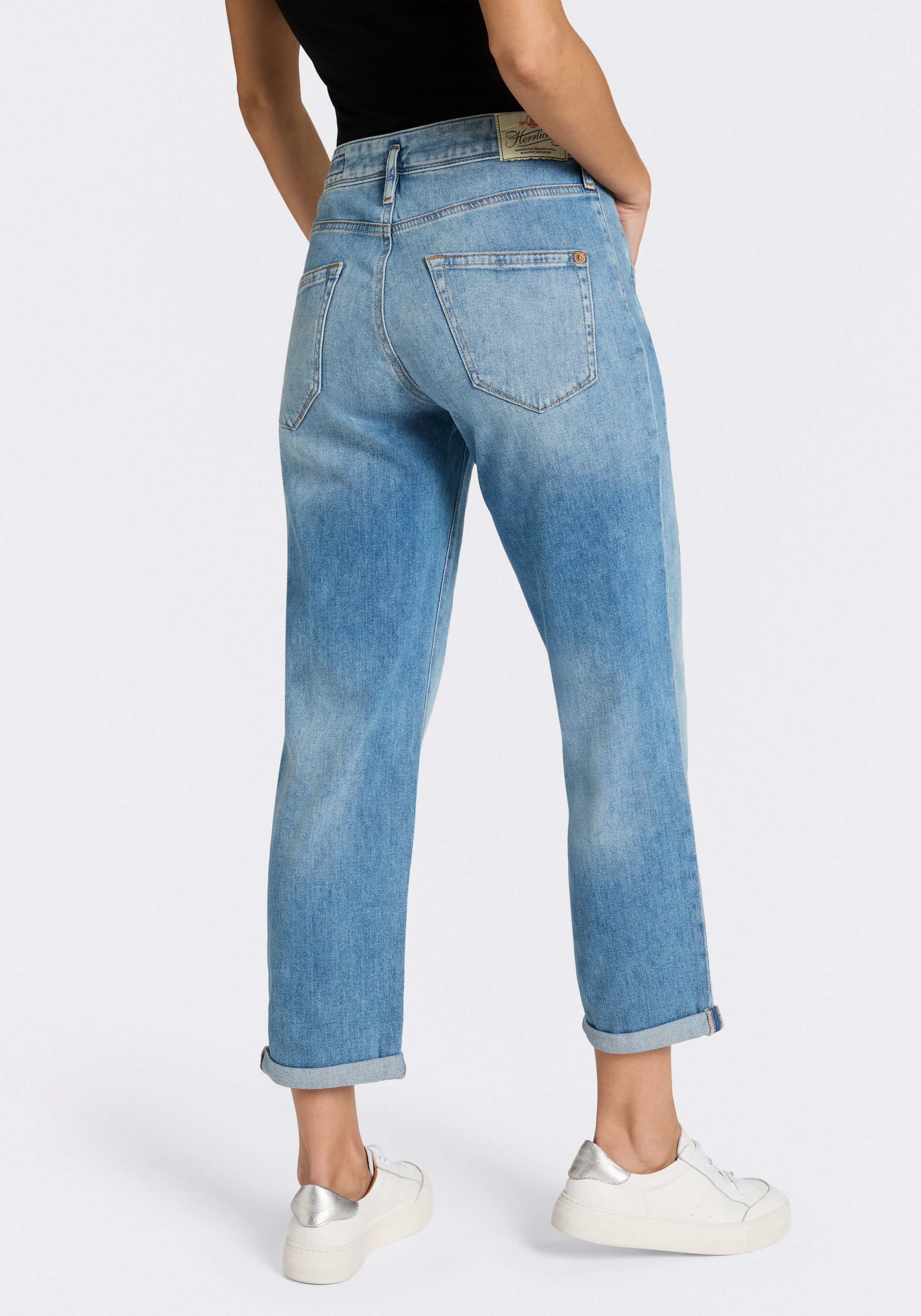 Herrlicher Boyfriend-Jeans Shyra Tap Denim Stretch mit halb verdeckter Knopfleiste, High Waist