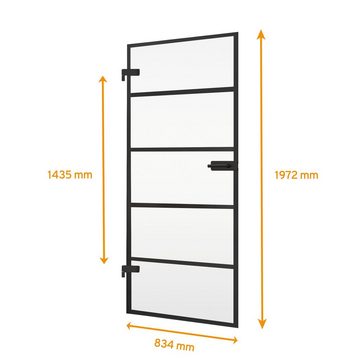 inova wohnen Glastür 83,4 x 197,2 cm Blockstreifen schwarz Drehtür, inkl. Beschlagset