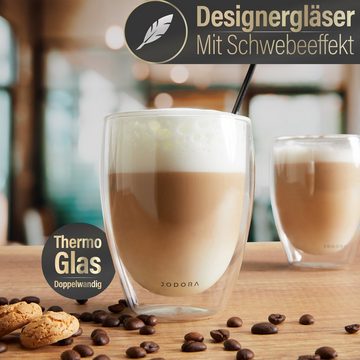 JODORA Latte-Macchiato-Glas Latte Macchiato Gläser doppelwandig {4 x 350ml}