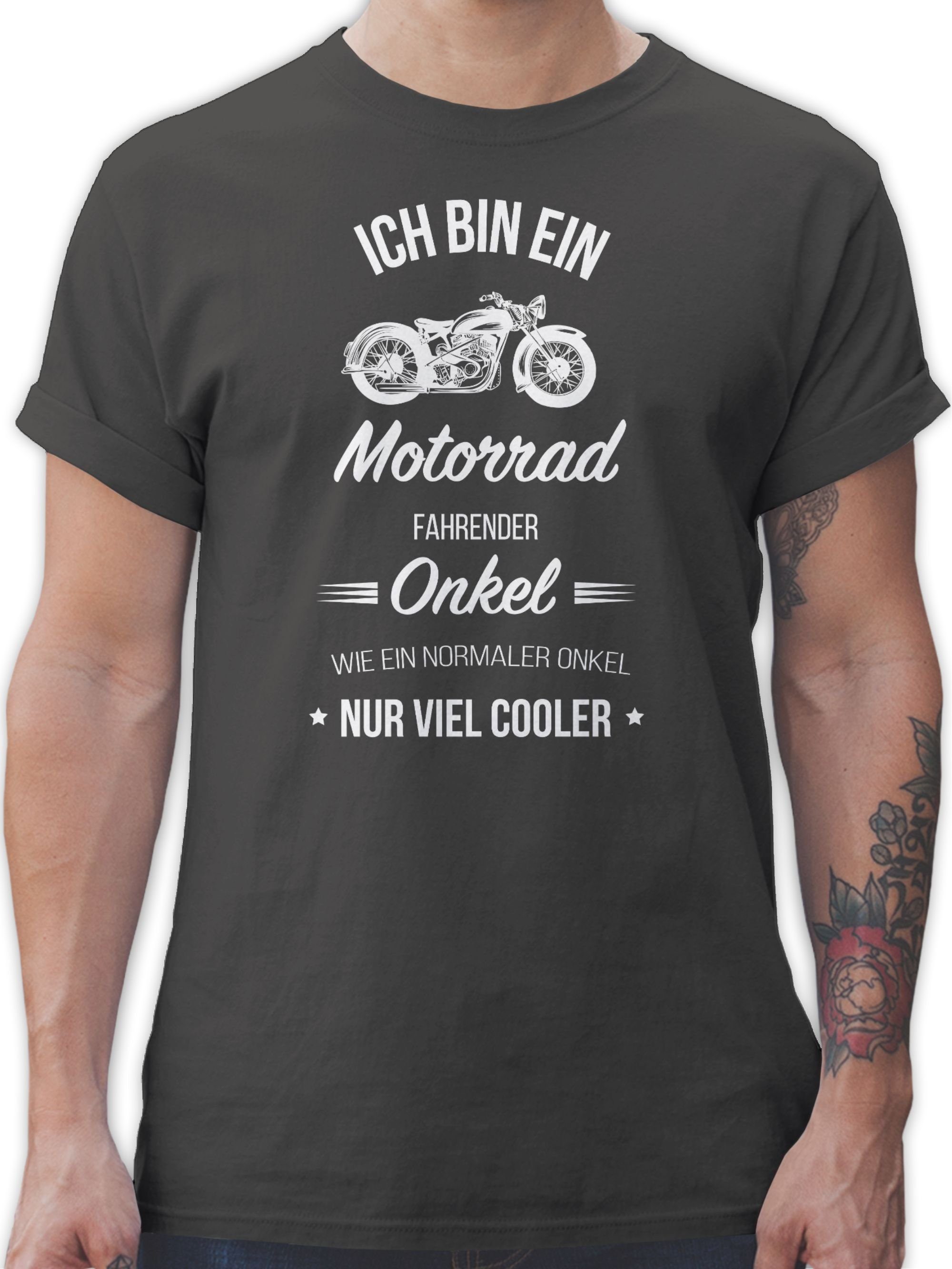 Shirtracer T-Shirt Ich bin ein Motorrad fahrender Onkel Bruder und Onkel Geschenk 3 Dunkelgrau