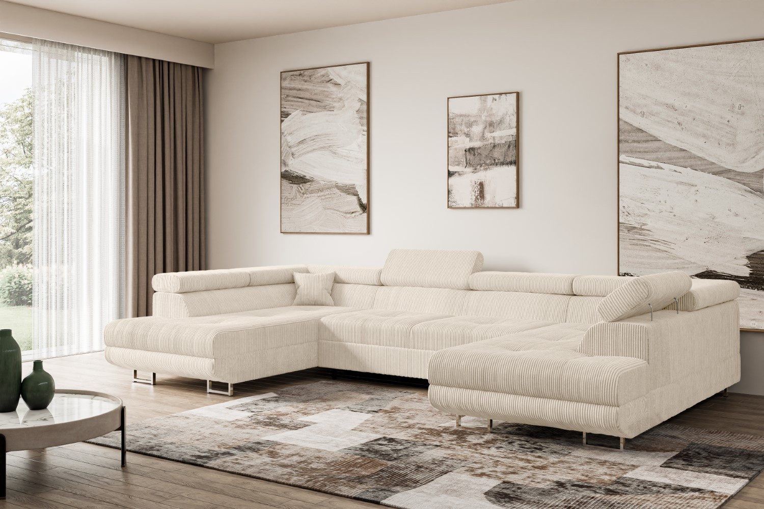 ALTDECOR Wohnlandschaft GUSA-U, Couch mit Schlaffunktion, Wohnzimmer - Ecksofa, Corner Sofa Bett Eckcouch Couch L-Form Schlafcouch Ausziehbar