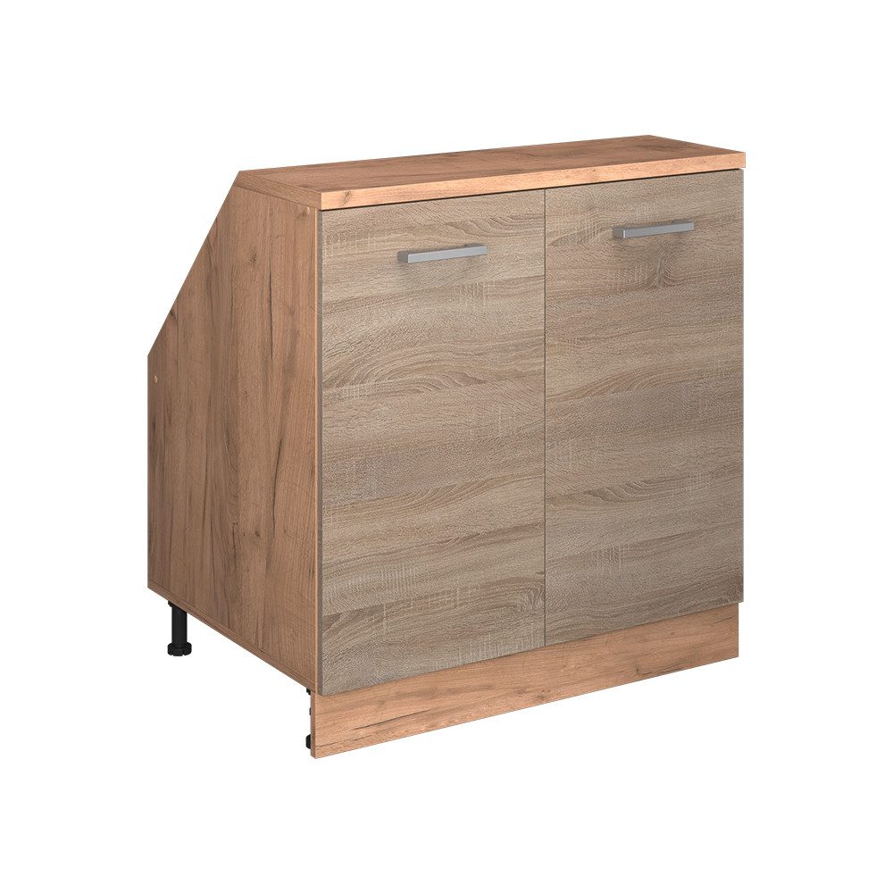 Vicco Unterschrank R-Line, Sonoma/Goldkraft Eiche, 80 cm mit 2 Türen, Schrankkorpus 6...