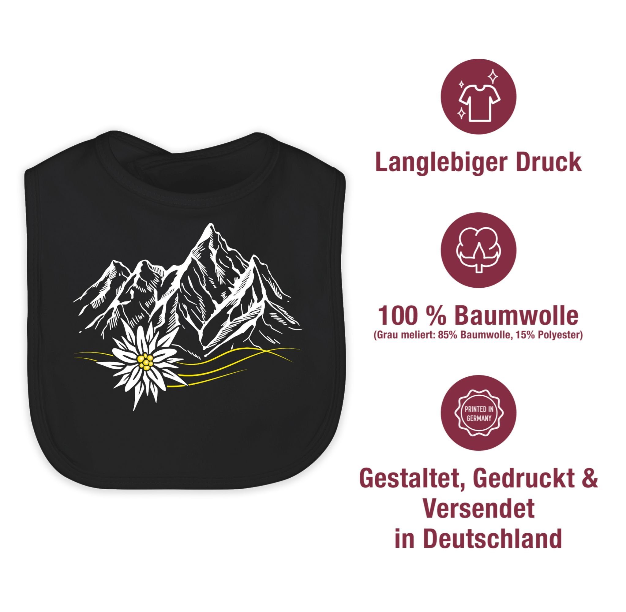 Shirtracer Lätzchen ruft für Wanderlust 3 Baby Alpen, Oktoberfest Outfit Berge Wandern Edelweiß Mode Schwarz Berg
