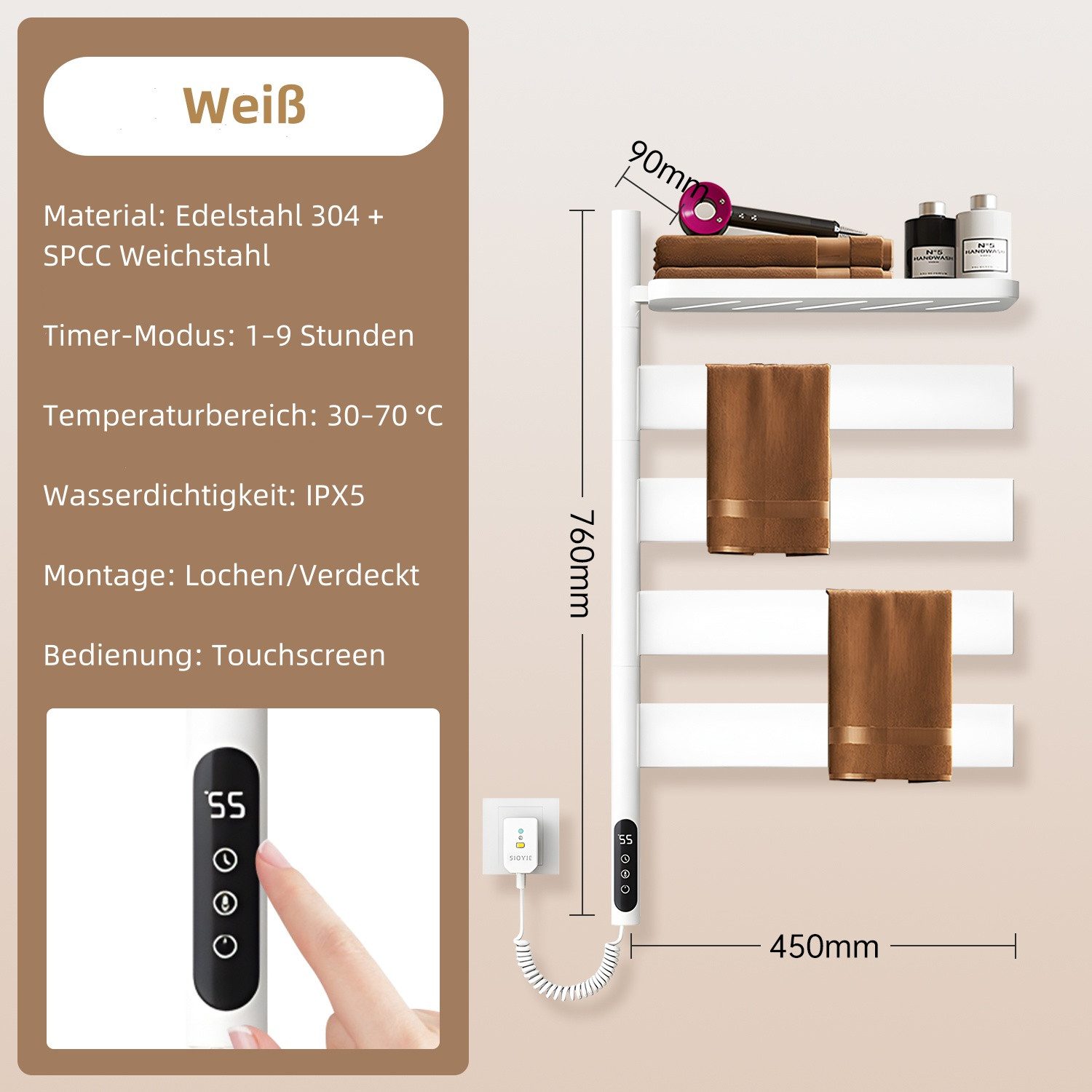 SEHAUSEU Badheizkörper Handtuchtrockner elektrische Handtuchhalter mit günstig online kaufen