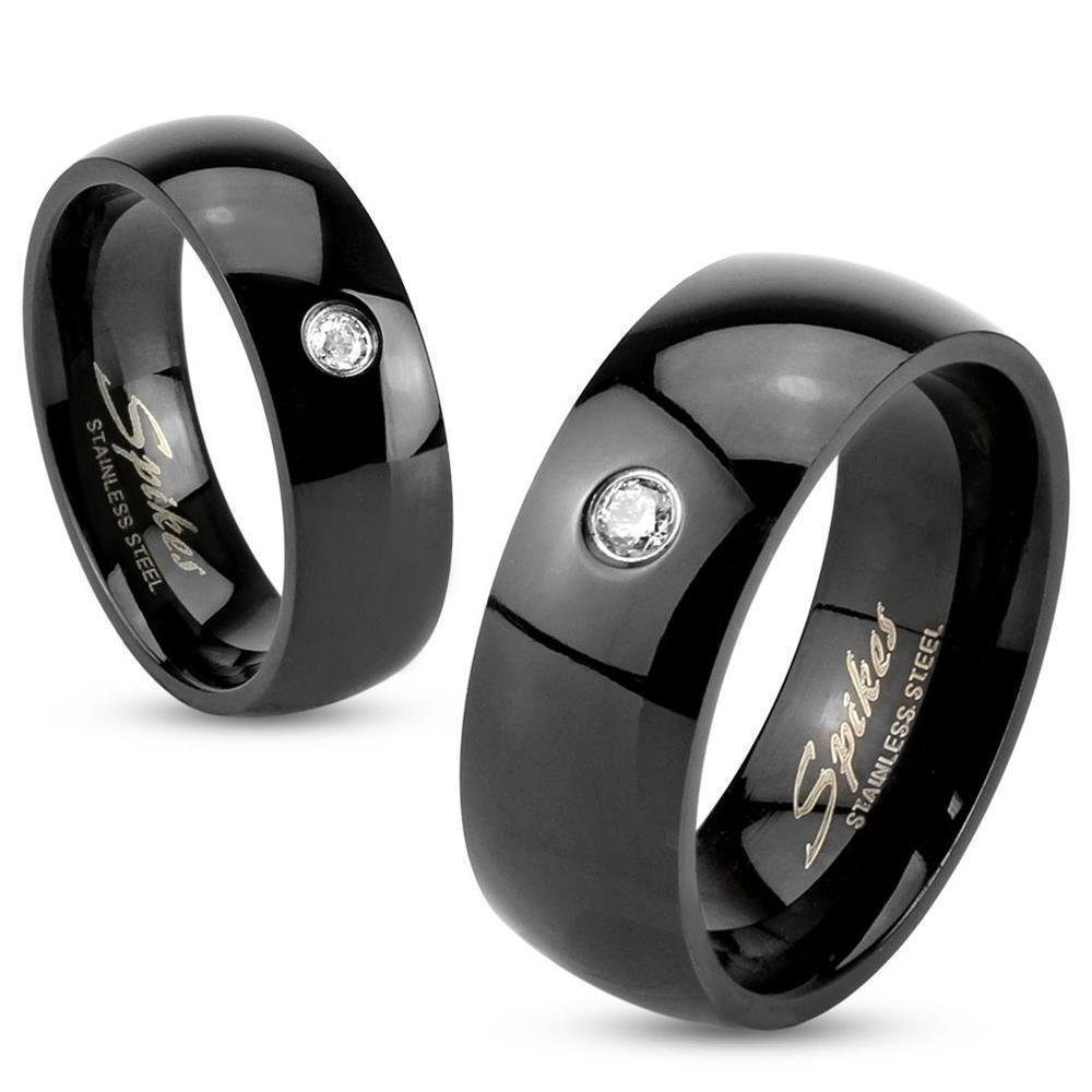 Schwarz aus Ring 1-tlg), Edelstahl Kristalle Damen Fingerring Herren klassisch (Ring, BUNGSA Unisex