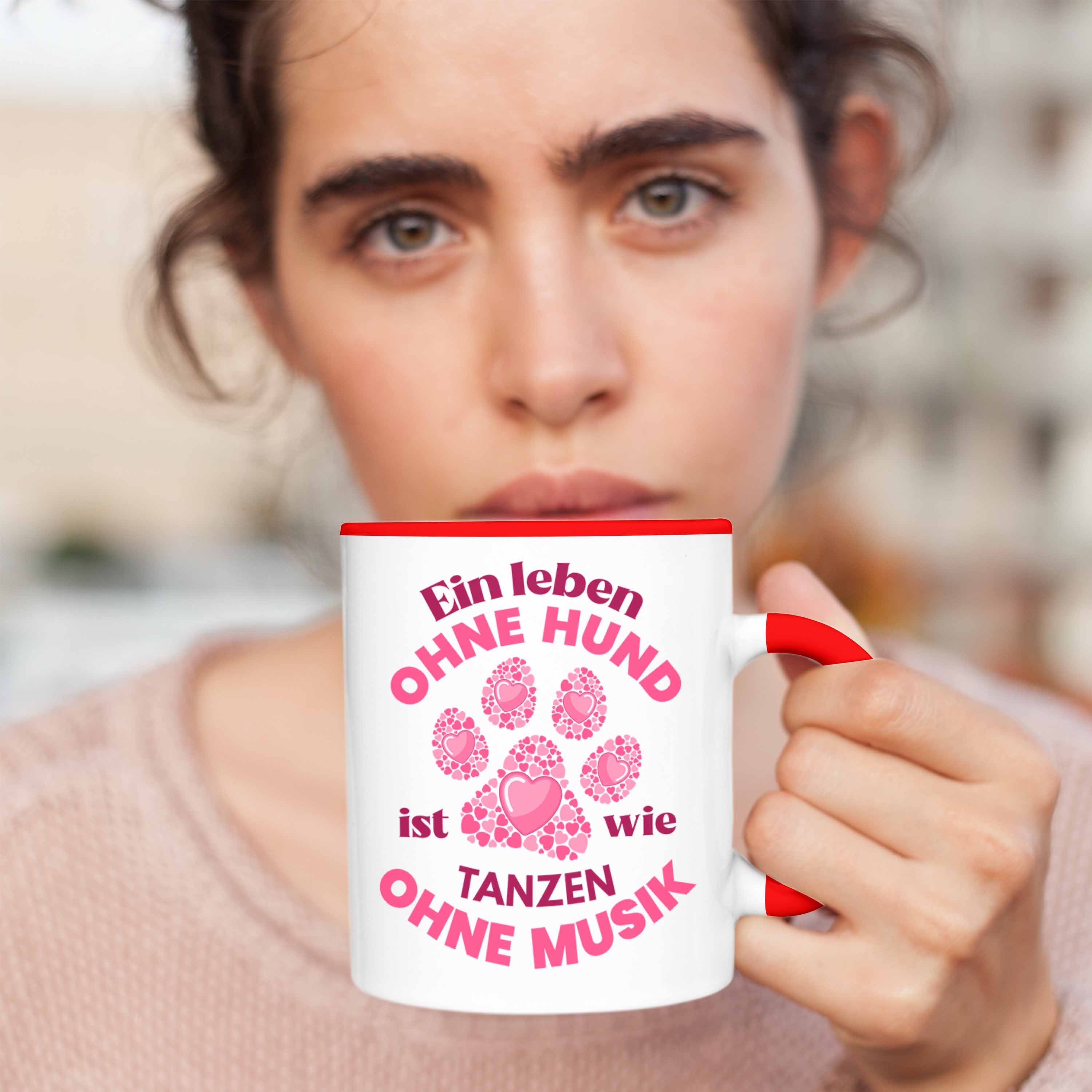 Hundemami Rot Trendation - Hundebesitzerin Frauen Becher Trendation Tasse Hunde-Mama Kaffeetasse Geschenk Tasse Geschenkidee