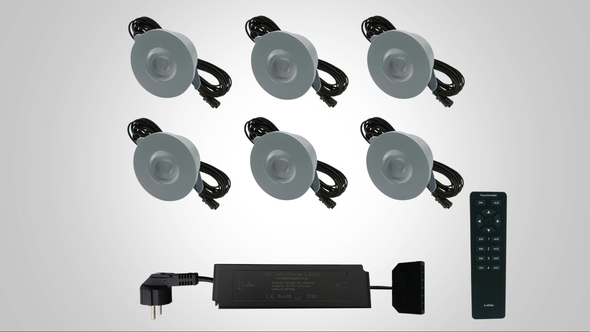 LIGHTVISION LED Deckenspots FLEX LED Deckenspots Komplettset (1-4 Zonen) weiß-aluminium