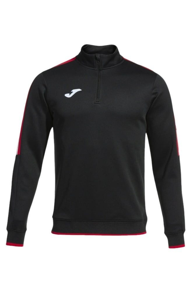 Joma Sweatshirt Pullover Olimpiada (Half-Zip, 100% Polyester) schwarz/rot Herren