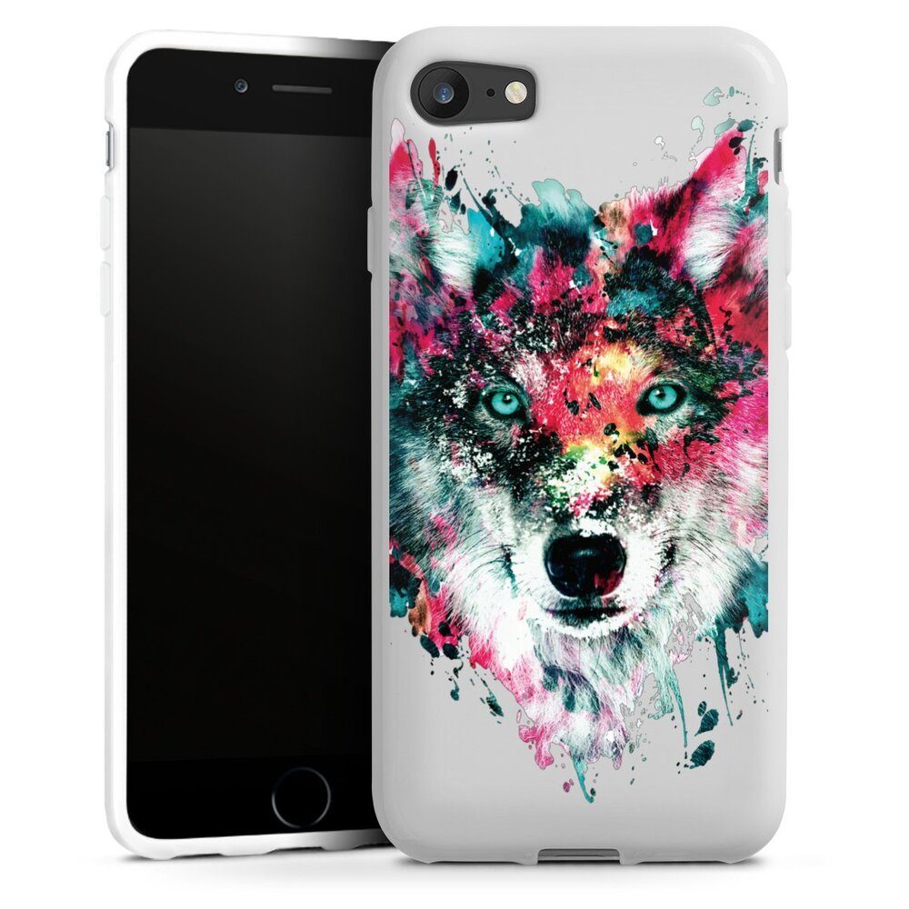 DeinDesign Handyhülle Riza Peker Wolf bunt Wolve ohne Hintergrund, Apple iPhone  7 Silikon Hülle Bumper Case Handy Schutzhülle