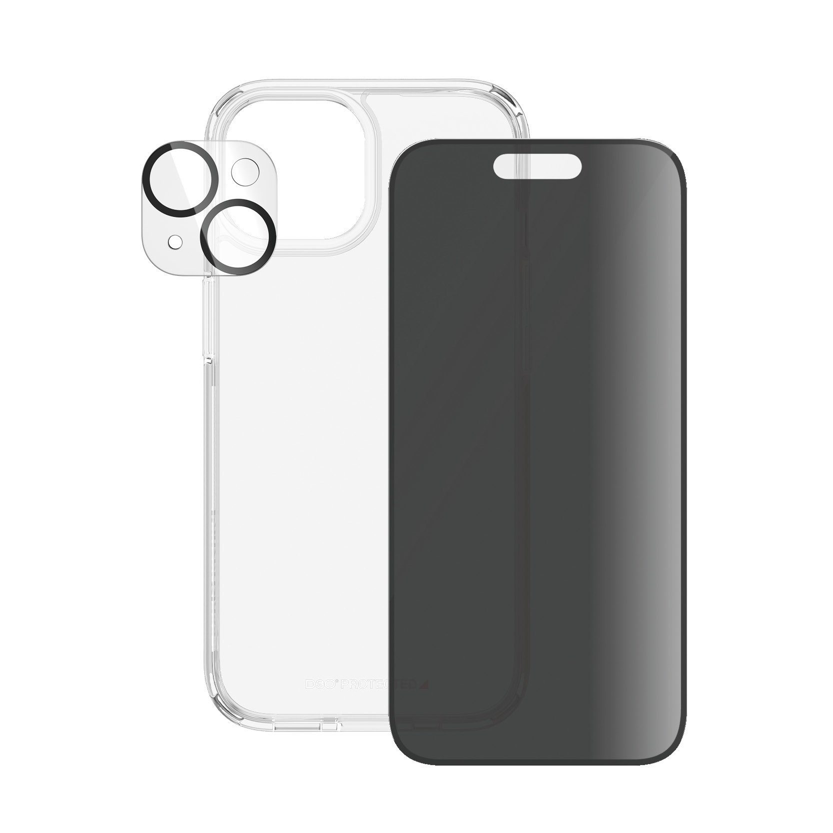 PanzerGlass Displayschutzglas 3-in-1-Privacy-Pack Privacy, Camera Protector und Cover für iPhone 15