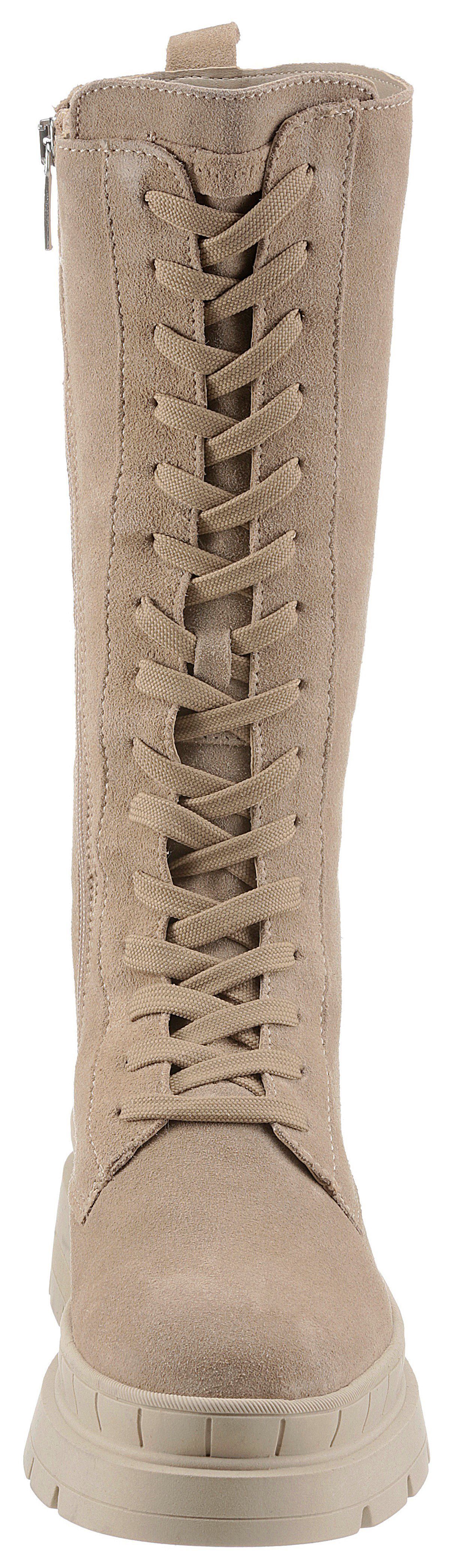 Tamaris Schnürstiefel XS-Schaft mit Beige variablen (BEIGE SUEDE)