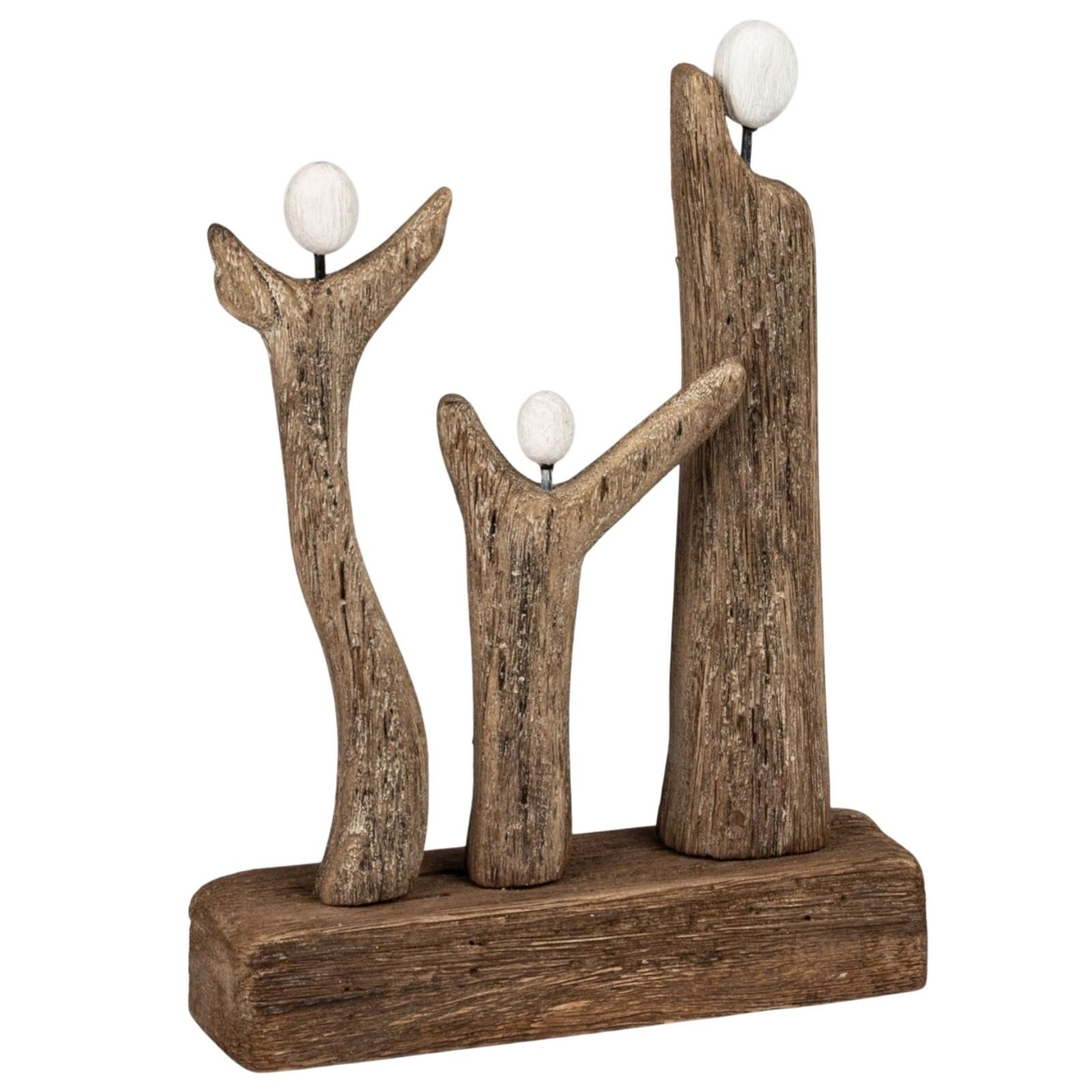 formano Skulptur Objekt Holz Figuren Skulptur 3er-Gruppe 24 cm auf Sockel Naturholz