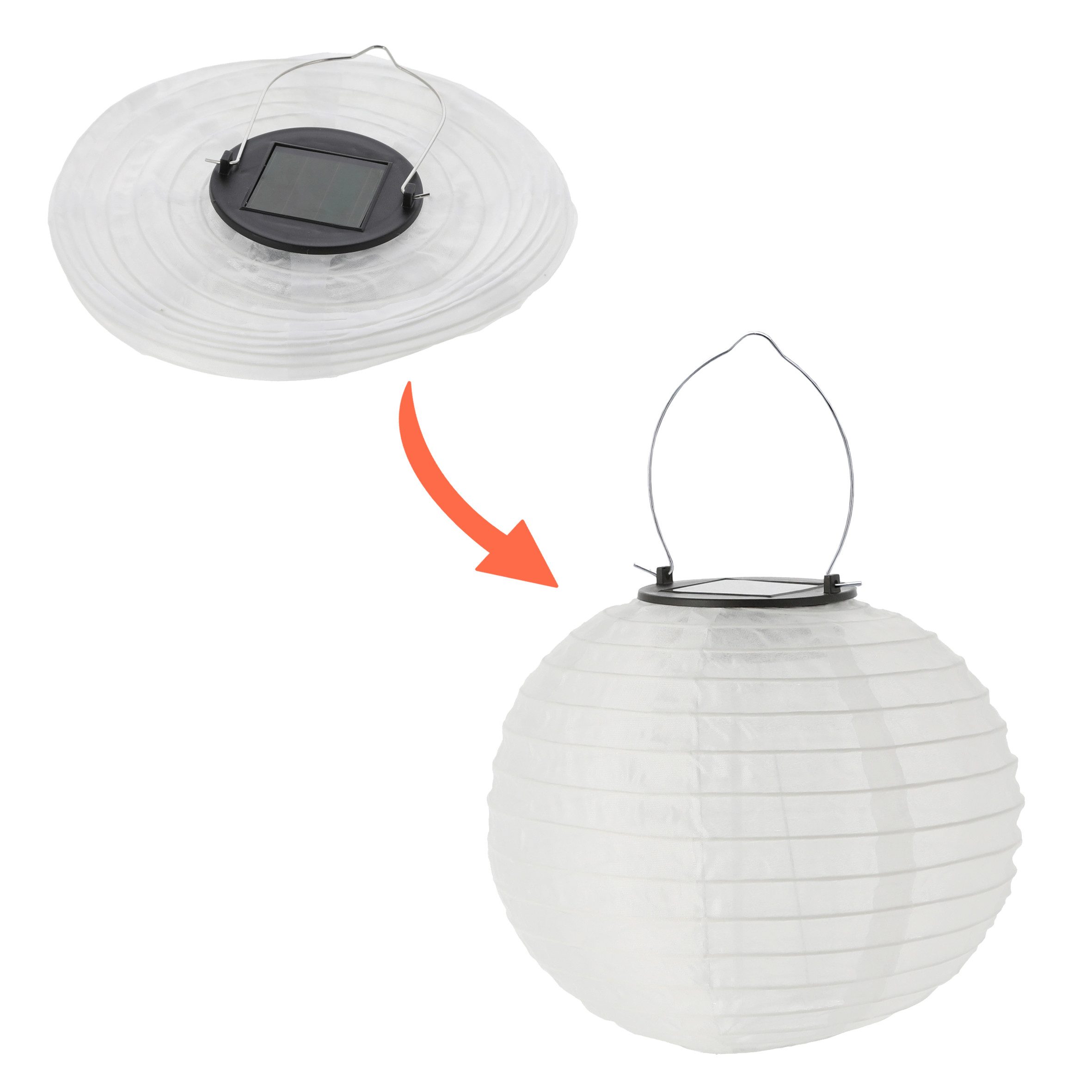 Spetebo LED Gartenleuchte LED Solar Lampion aus Nylon - Set, Einschaltautomatik, LED, warm weiß, Garten Deko Beleuchtung warm weiß