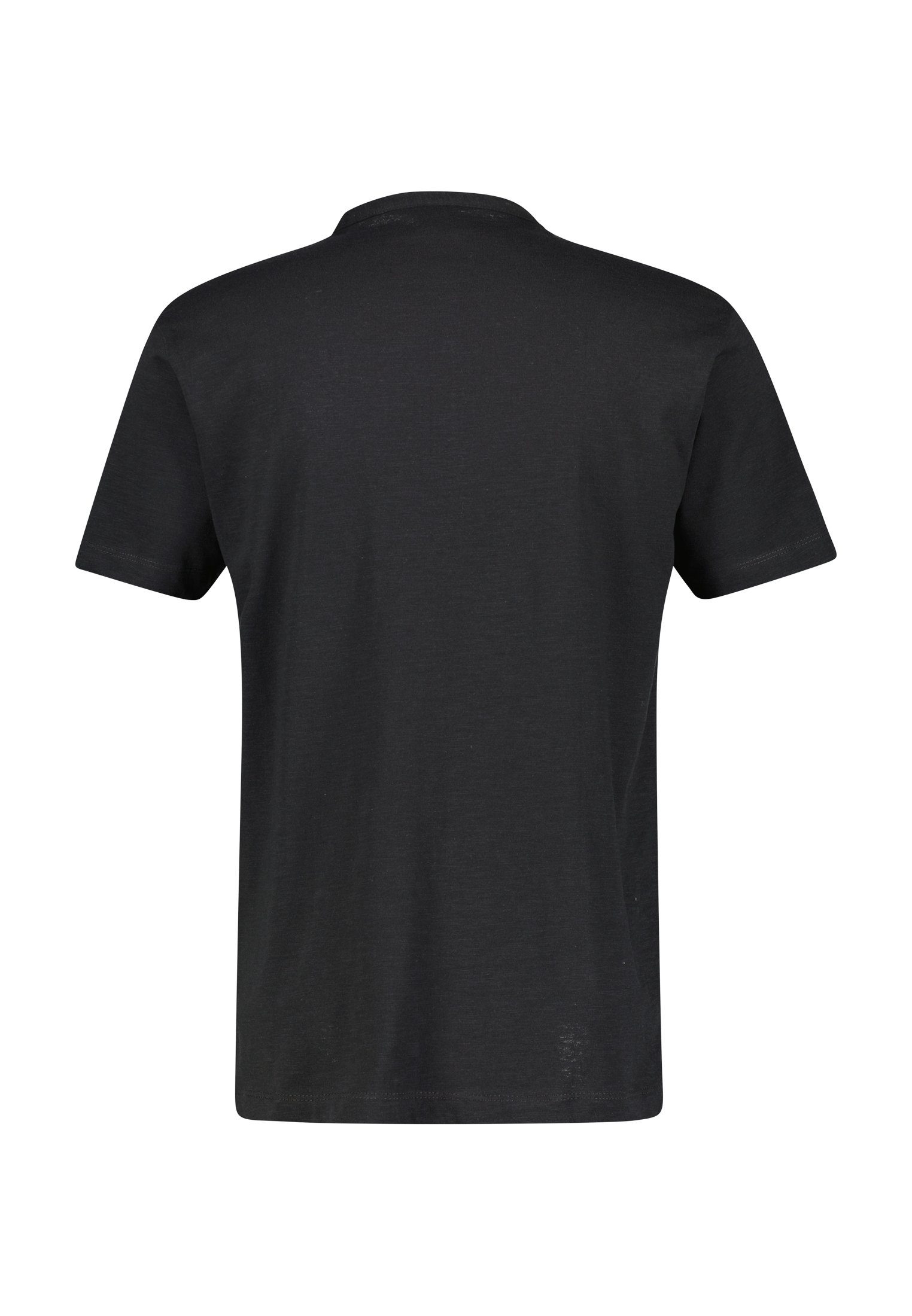 LERROS Kurzarmshirt LERROS in BLACK Serafino-Shirt Strukturqualitäit