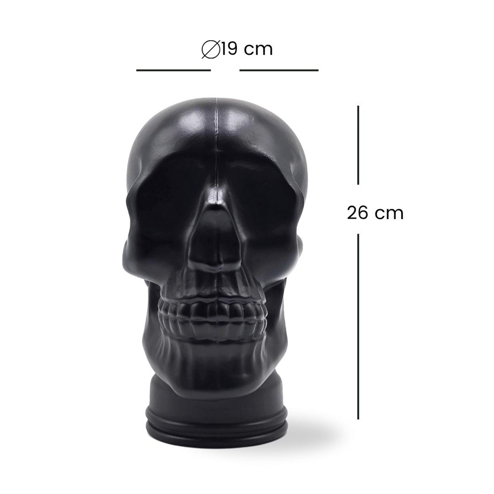 DESIGN DELIGHTS Skulptur Glas KOPFHÖRERSTÄNDER TOTENKOPF, 26cm Glaskopf Skulptur, M01 schwarz