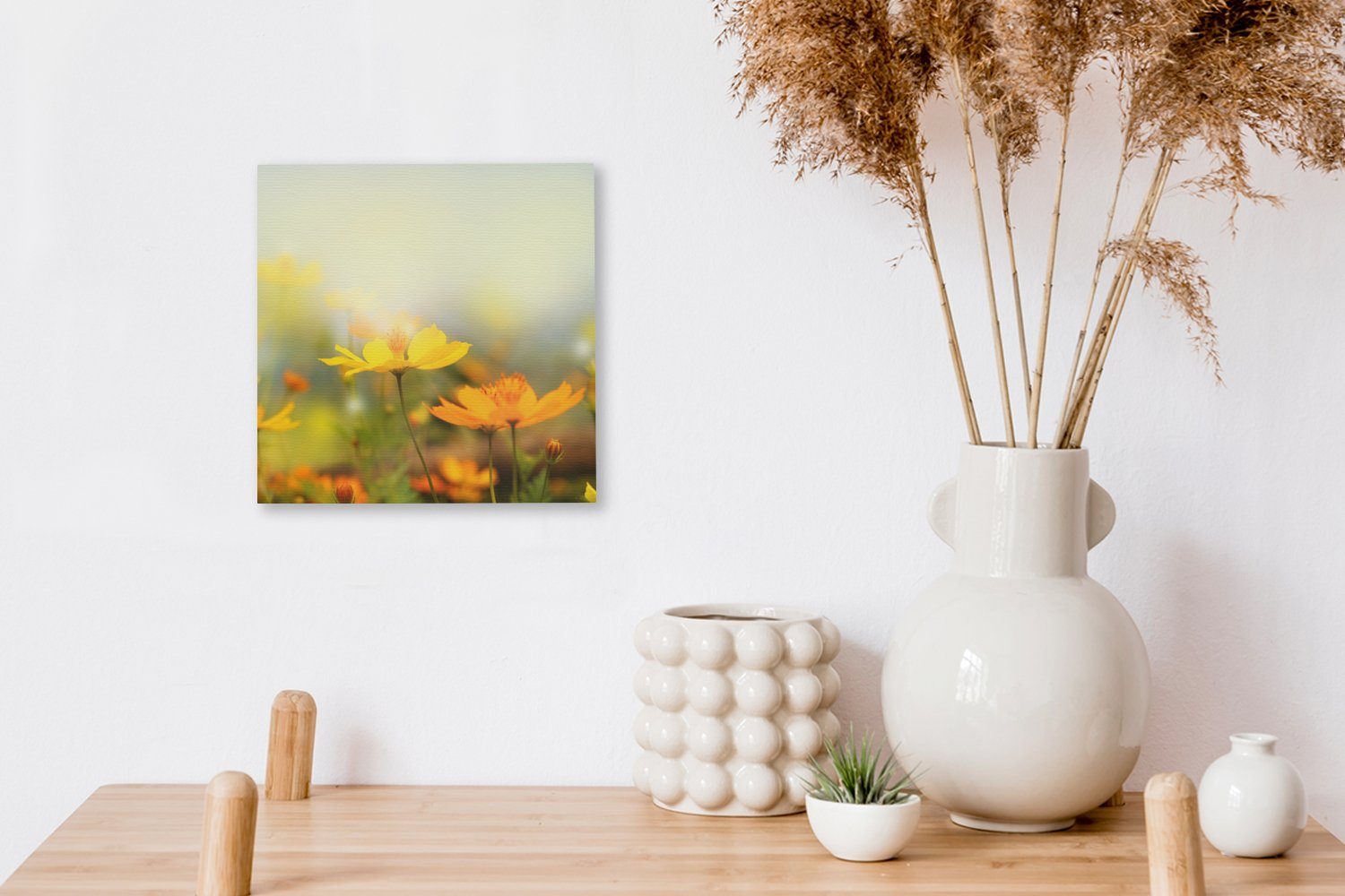 Landschaft Wohnzimmer für Gelb, Schlafzimmer St), Leinwandbild Blumen OneMillionCanvasses® - (1 Leinwand - Bilder