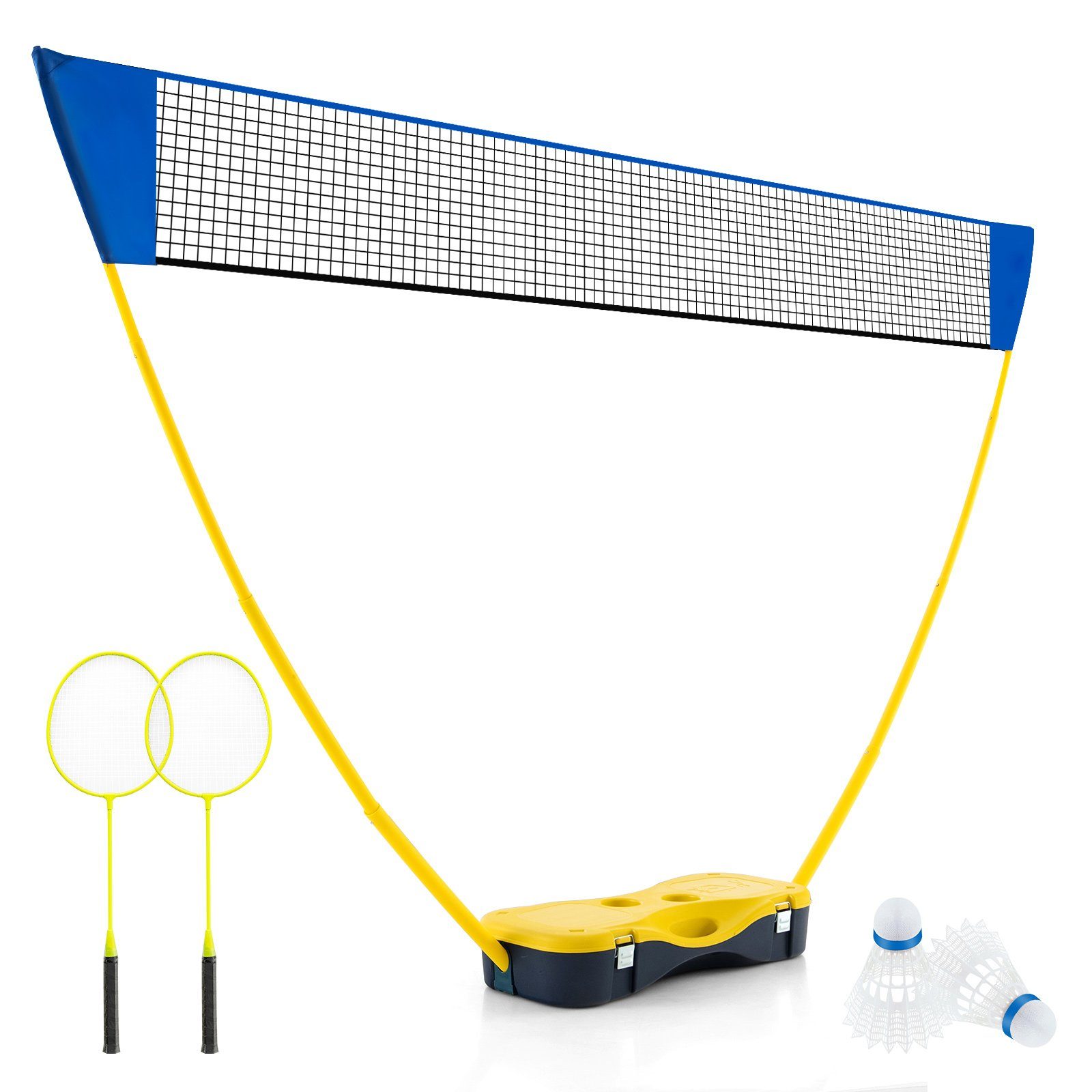 COSTWAY Badmintonnetz, tragbares Badminton-Set mit Schlägern