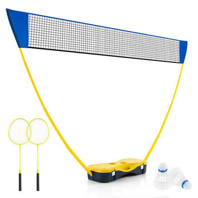 COSTWAY Badmintonnetz, tragbares Badminton-Set mit Schlägern