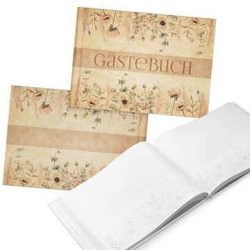 Logbuch-Verlag Tagebuch Gästebuch boho vintage DIN A4 quer beige floral