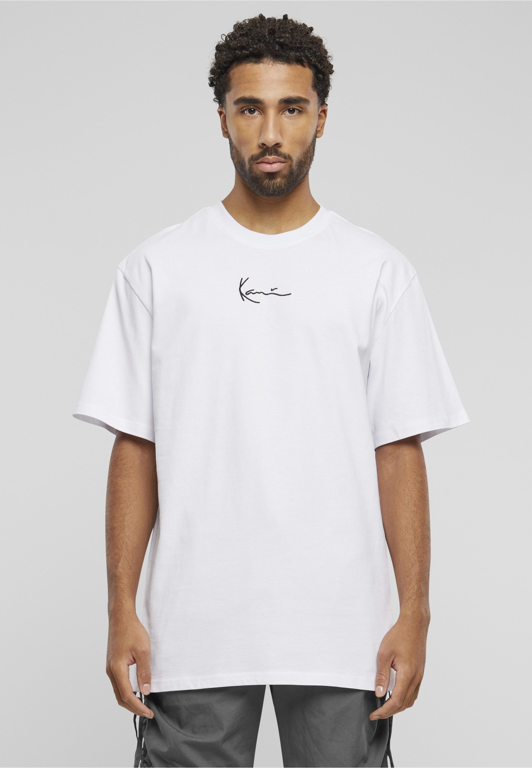 Karl Kani Kurzarmshirt Karl Kani Herren KKMQ12002 SMALL SIGNATURE TEE WHT (1-tlg)