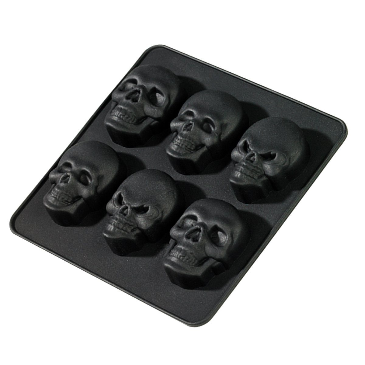 Geda Labels GmbH Eiswürfelform Totenkopf 2er Set, (Set 2-tlg), Schwarz, 13,9x13,9x1,7cm, temperaturbeständig von -60°C bis +230°C