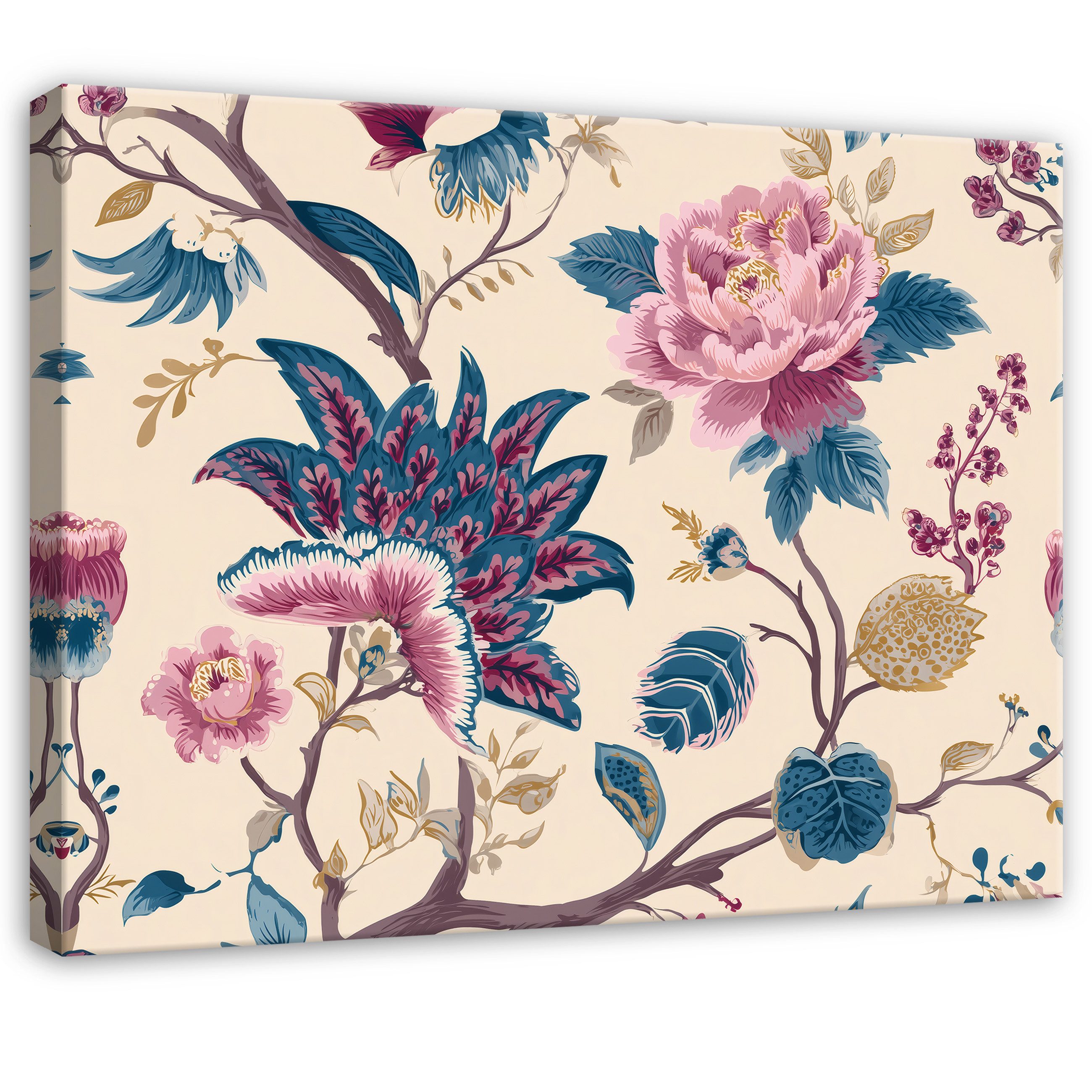 Wallarena Leinwandbild Blumen Weiß Blau Rosa Modern Wandbilder Wand Deko XXL Изображения, Blumen (groß Изображения Wohnzimmer Schlafzimmer Einteilig, 1 St), Изображения Klein Wohnzimmer Schlafzimmer Küche Wandbild Wand Deko 40x30