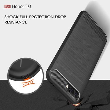 CoverKingz Handyhülle Honor 10 Handyhülle Silikon Case Cover Handytasche Bumper Carbonfarben, Carbon Look Brushed Design