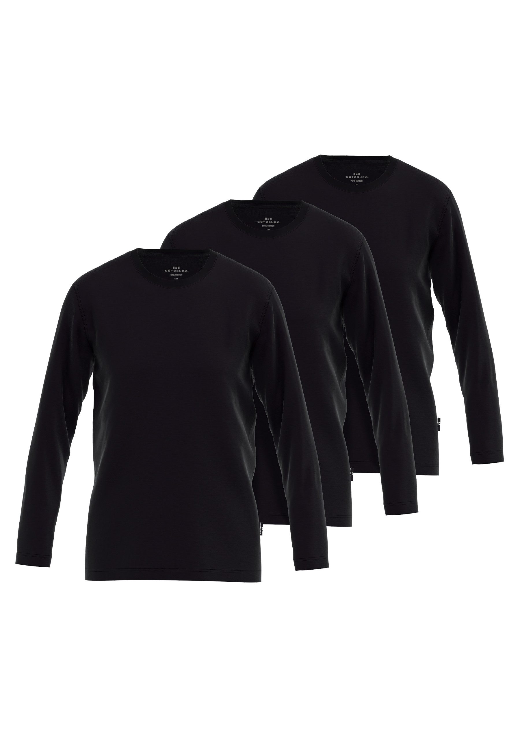 GÖTZBURG Unterziehshirt GÖTZBURG Herren Longsleeve schwarz uni 3er Pack (3- günstig online kaufen