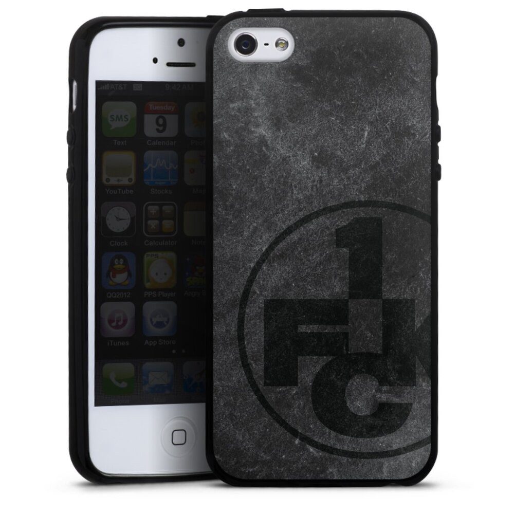 DeinDesign Handyhülle 1. FC Kaiserslautern 1. FCK Beton 1.FCK Black Grunge, Apple iPhone 5 Silikon Hülle Bumper Case Handy Schutzhülle
