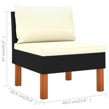 vidaXL Gartenlounge-Set 3-Sitzer-Gartensofa mit Kissen Schwarz Poly Rattan, (1-tlg)