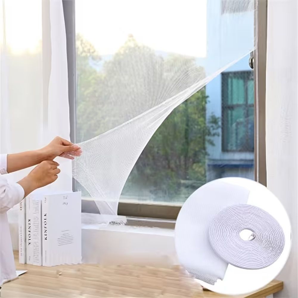 LIVINO Fliegengitter-Gewebe 2er Fliegengitter Fenster 130x150cm Weiß zuschneidbar ohne Bohren, (Mehrteiliges Fenster Netz Set, 2 Stück Fliegengitter Set), Selbs – Bild 5 von 5