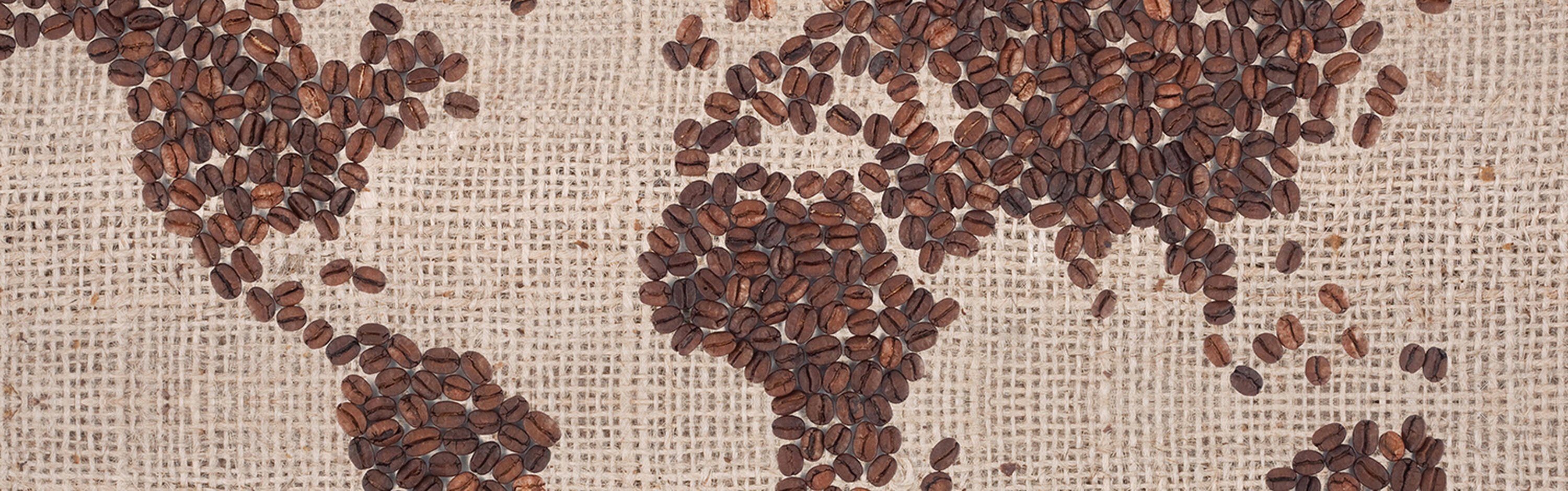 Nischenrückwand in Hartschaum Kaffee, Weltkarte versch. Größen Küchenrückwand wandmotiv24 (1-tlg), Premium