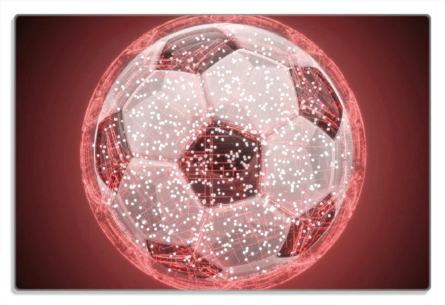 Frühstücksbrett Fußball Netzwerk Gummifüße 20x30cm (inkl. Wallario - rutschfester in rot, digital 4mm, 1-St),