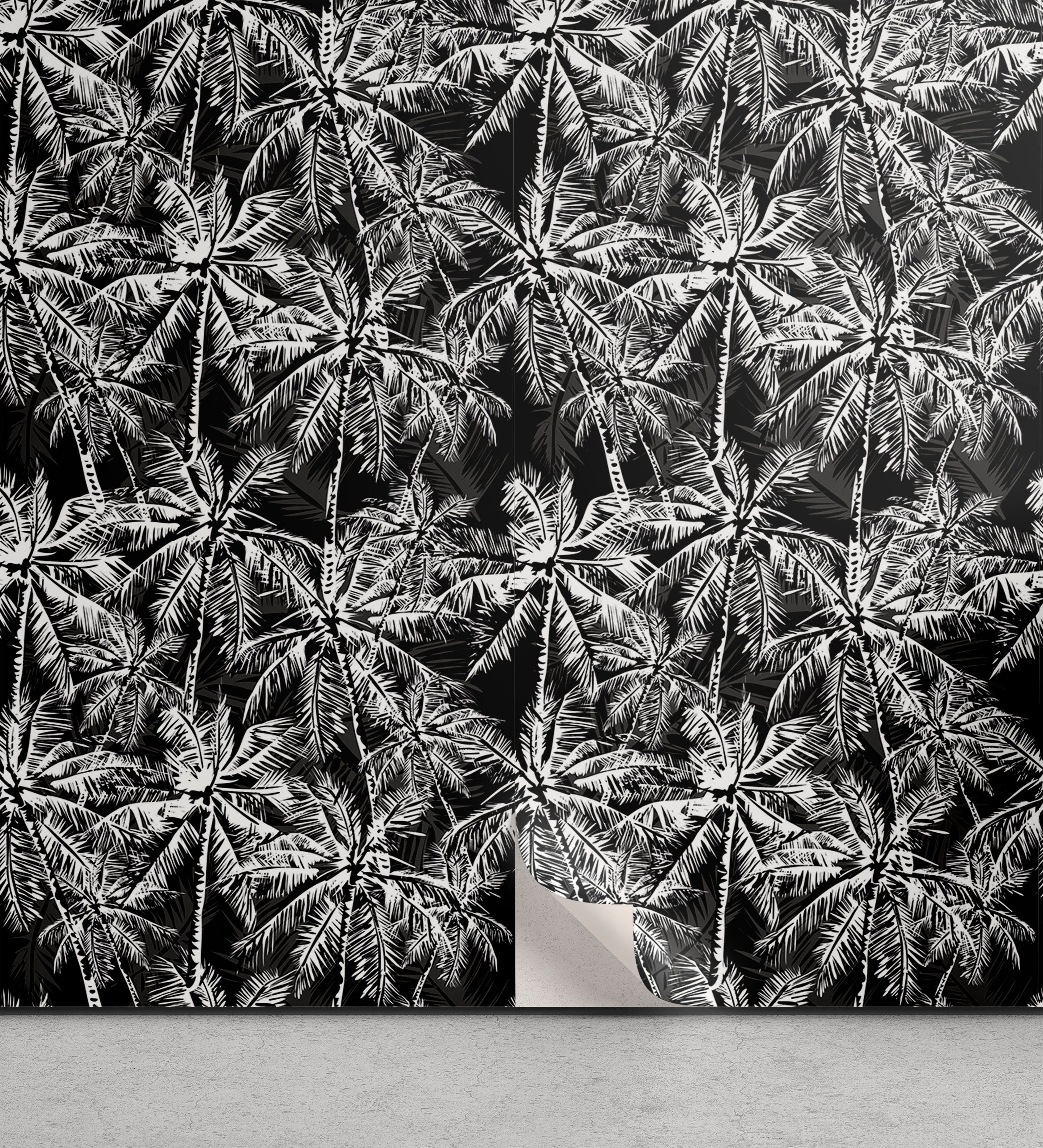 Abakuhaus Vinyltapete Insel Wohnzimmer Scene selbstklebendes Küchenakzent, Jungle Vintage Palm