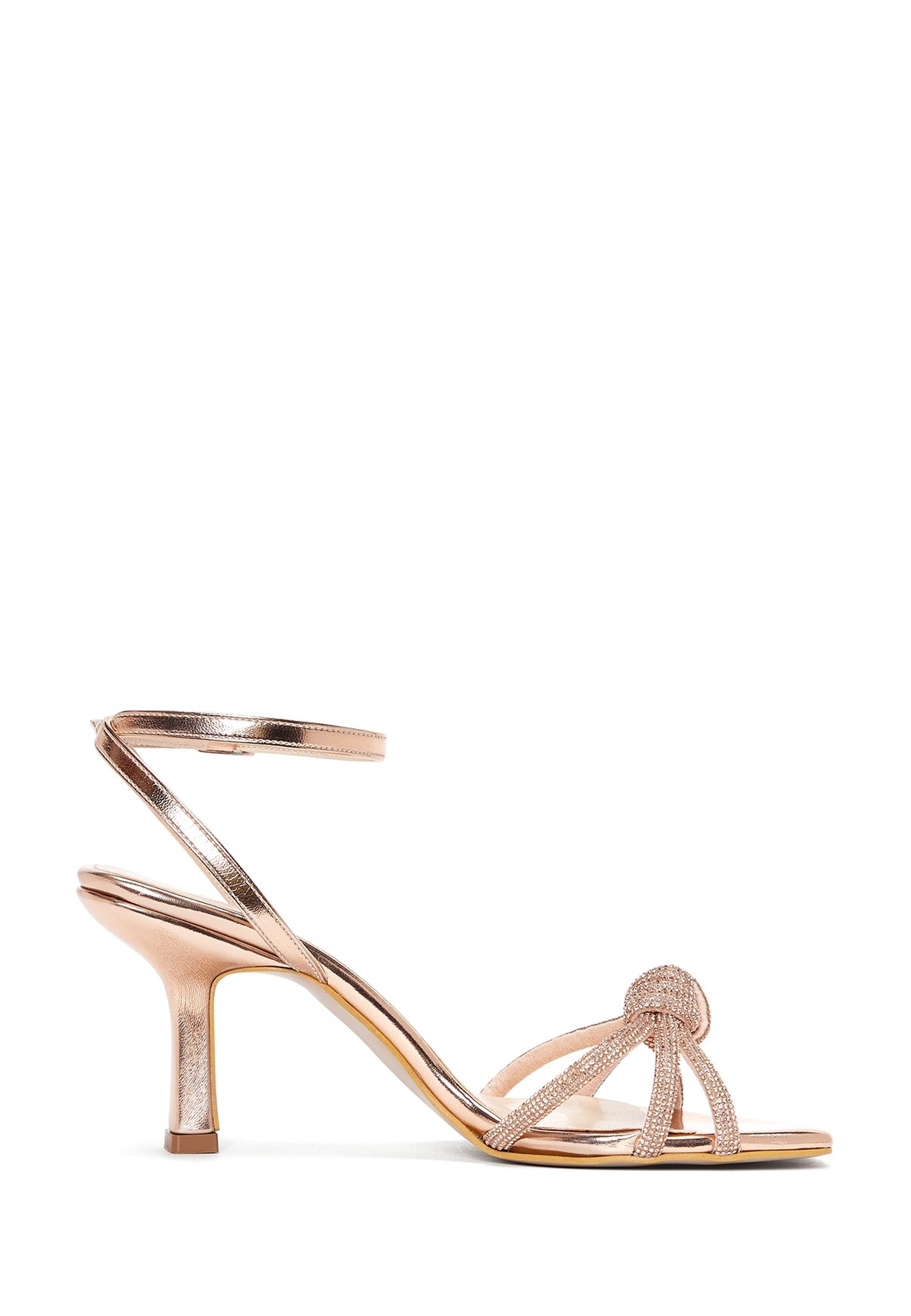 Derimod Sandaletten mit hohem Absatz aus Kunstleder mit Strass-Details Sand günstig online kaufen