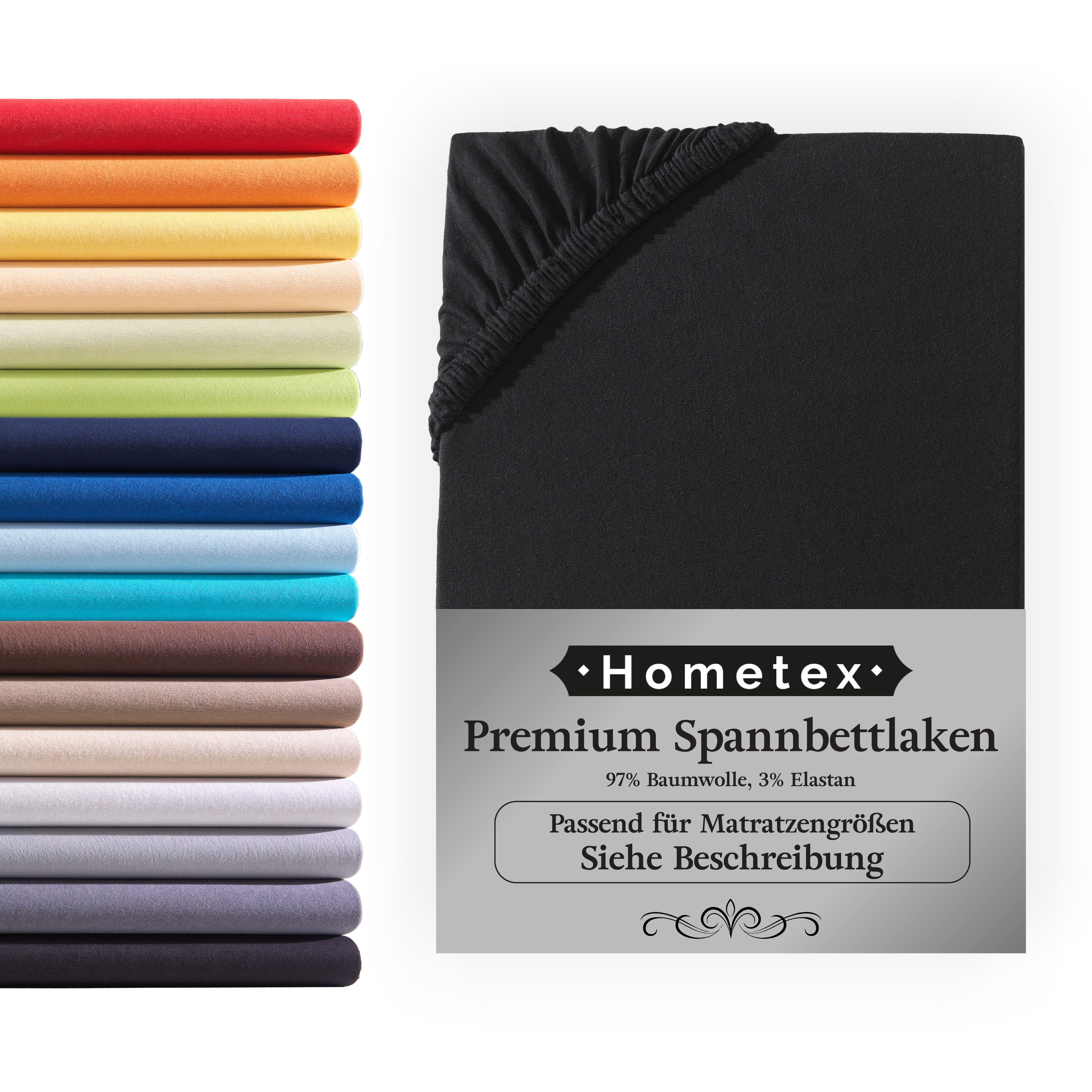 Hometex Premium Textiles Spannbettlaken Premium Boxspringbett Spannbetttuch ideal für Wasserbett und Matratzen, Jersey, Gummizug: Rundumgummizug, Spannbettlaken Premium Qualität 190 g/m², Gekämmte Baumwolle