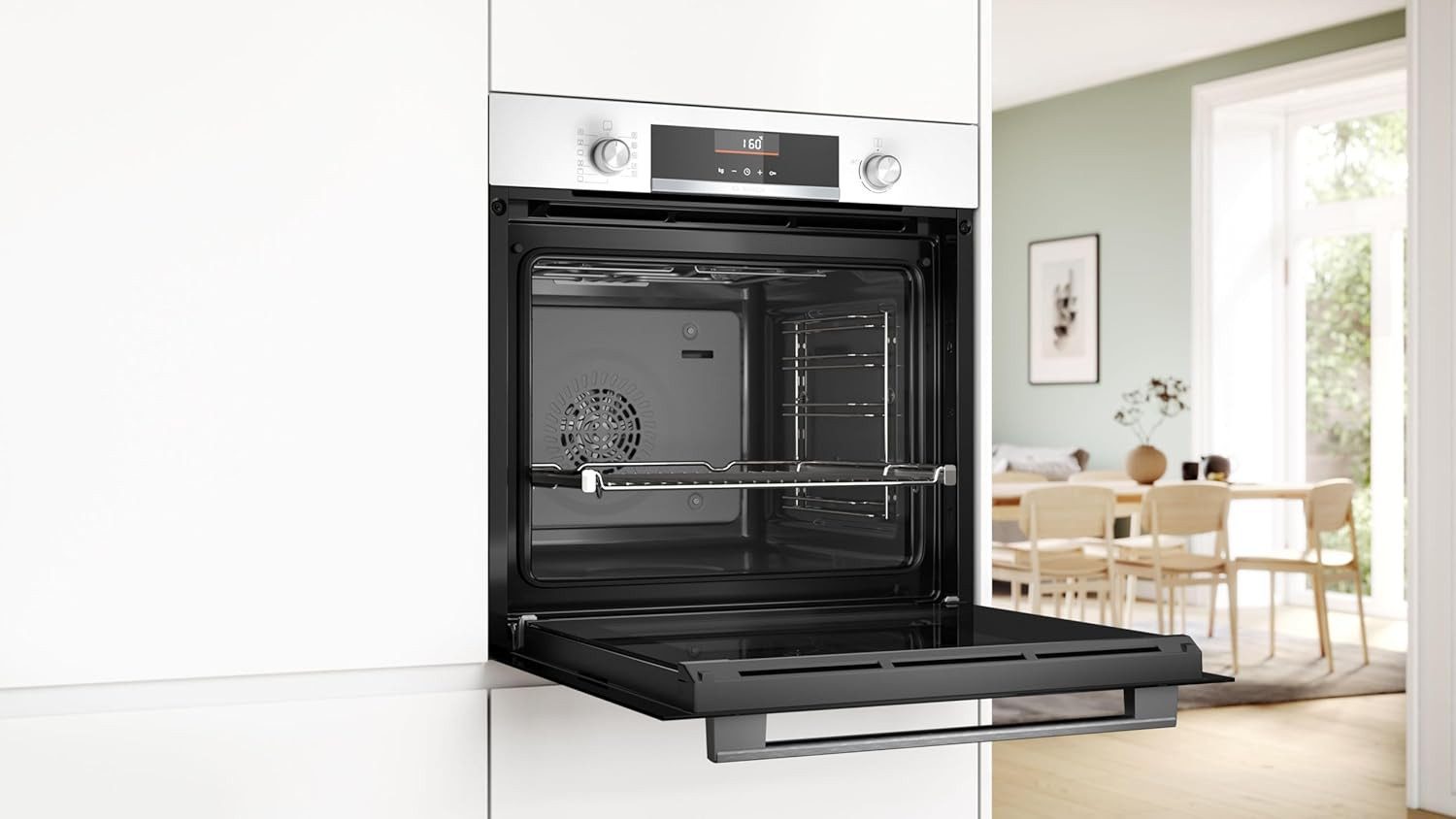 BOSCH Backofen HBG536EW4 Air Fry weiß Heißluft EcoClean Direct SoftOpen Versenkknebel, mit Nachrüstbar