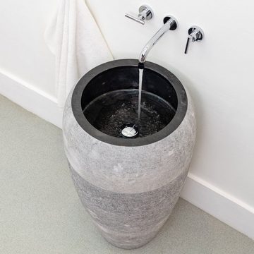 wohnfreuden Waschbecken Marmor Standwaschbecken GENTONG 90 cm schwarz gehämmert (Kein Set), 90_649